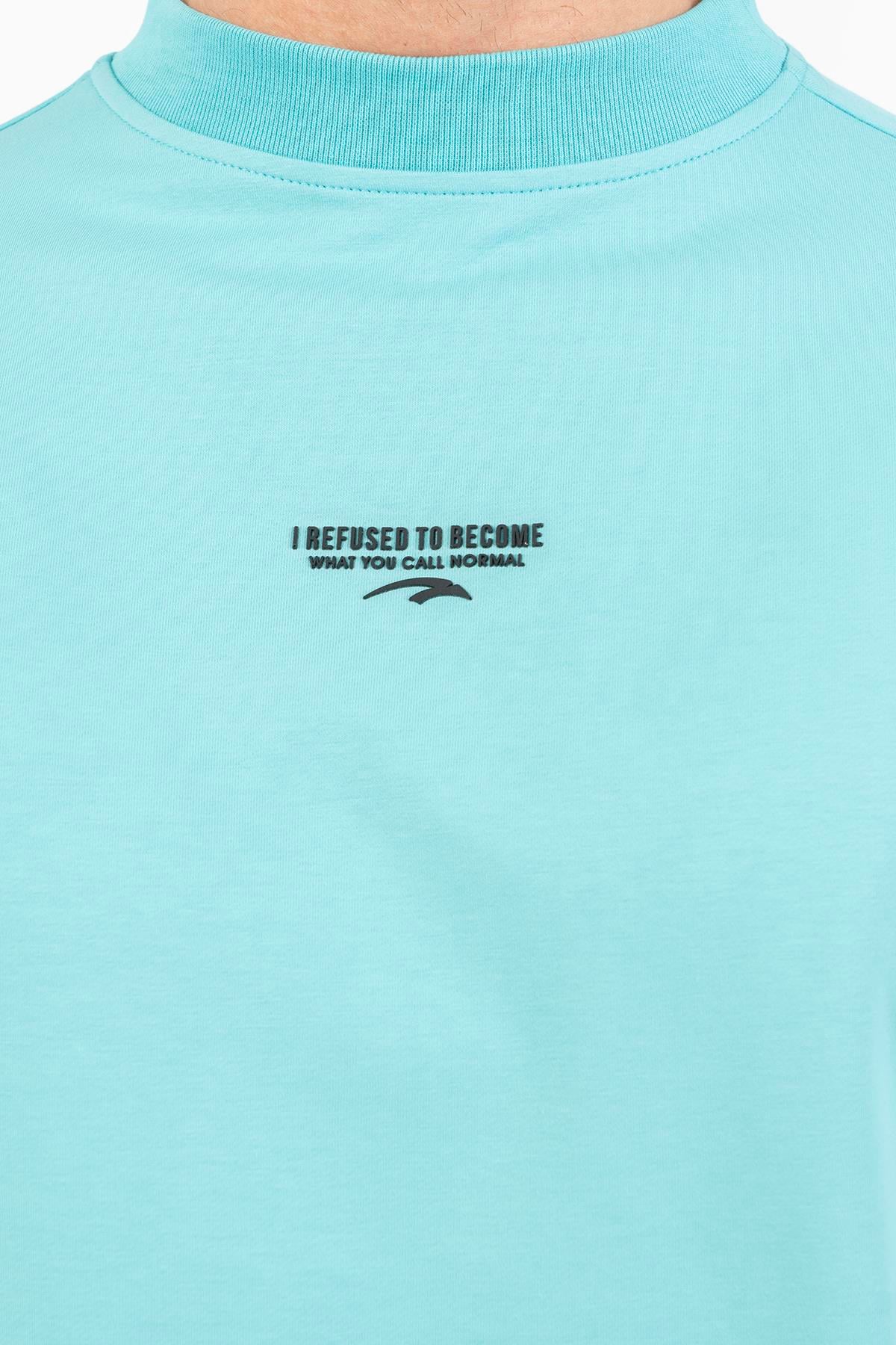 Maraton Oversize Erkek Bisiklet Yaka Turkuaz Sweatshirt - 7