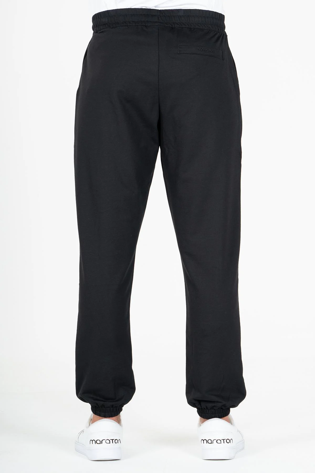 Maraton Oversize Erkek Lastik Paça Siyah Eşofman Altı - 3