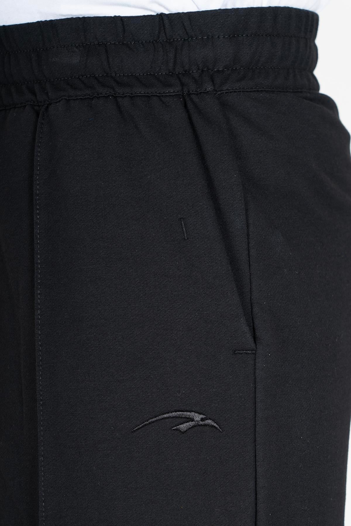 Maraton Oversize Erkek Lastik Paça Siyah Eşofman Altı - 5