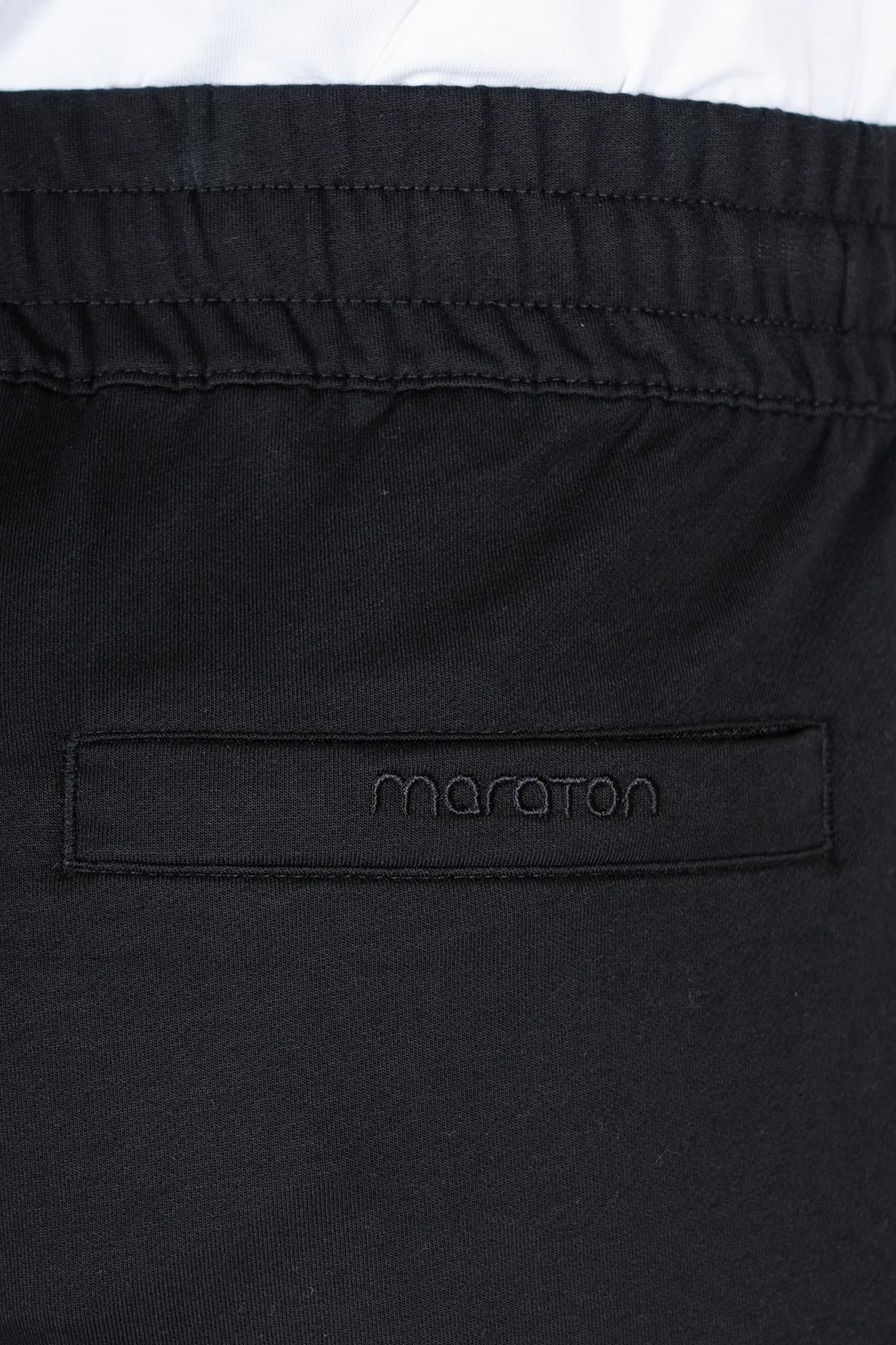 Maraton Oversize Erkek Lastik Paça Siyah Eşofman Altı - 6