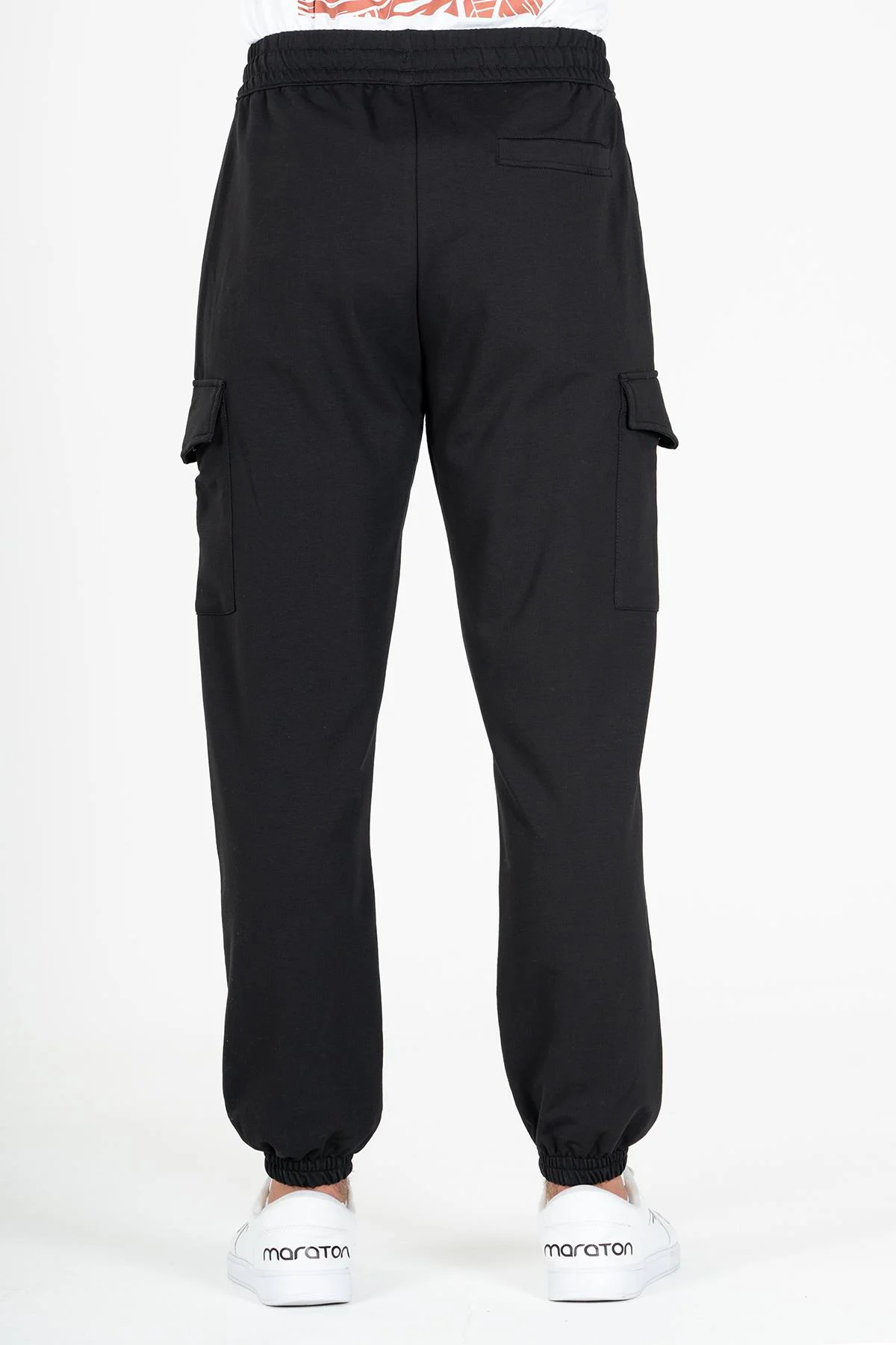 Maraton Oversize Erkek Ribana Paça Siyah- Eşofman Altı - 3