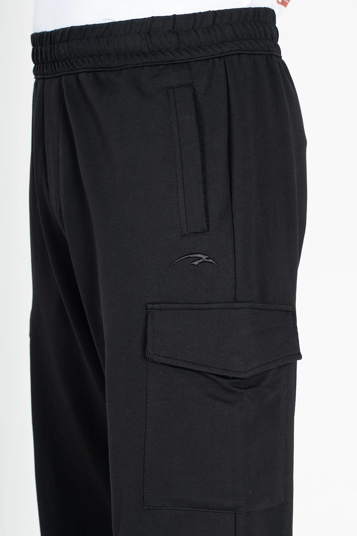 Maraton Oversize Erkek Ribana Paça Siyah- Eşofman Altı - 5