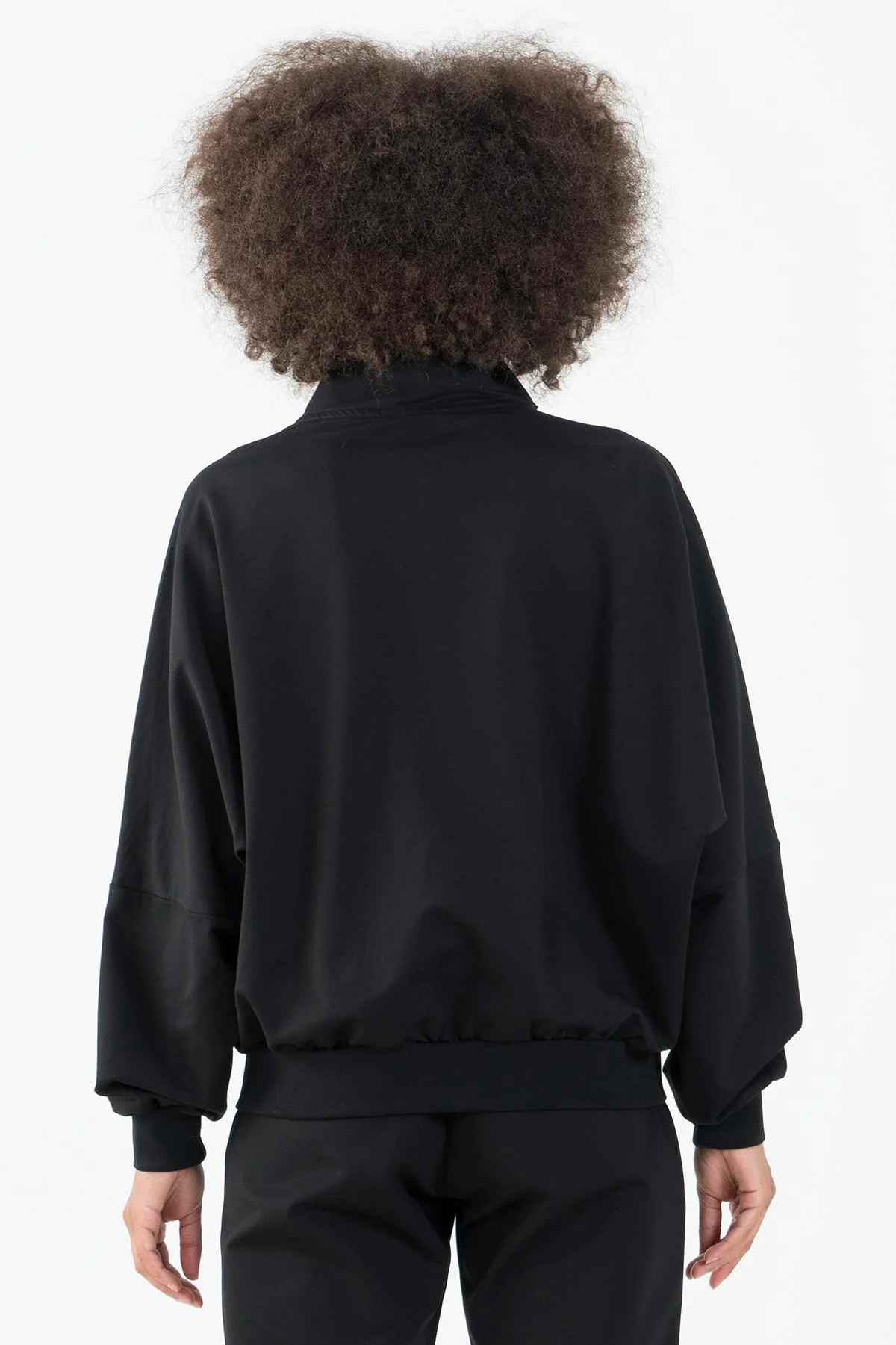 Maraton Oversize Kadın Dik Yaka Siyah- Tracktop - 3