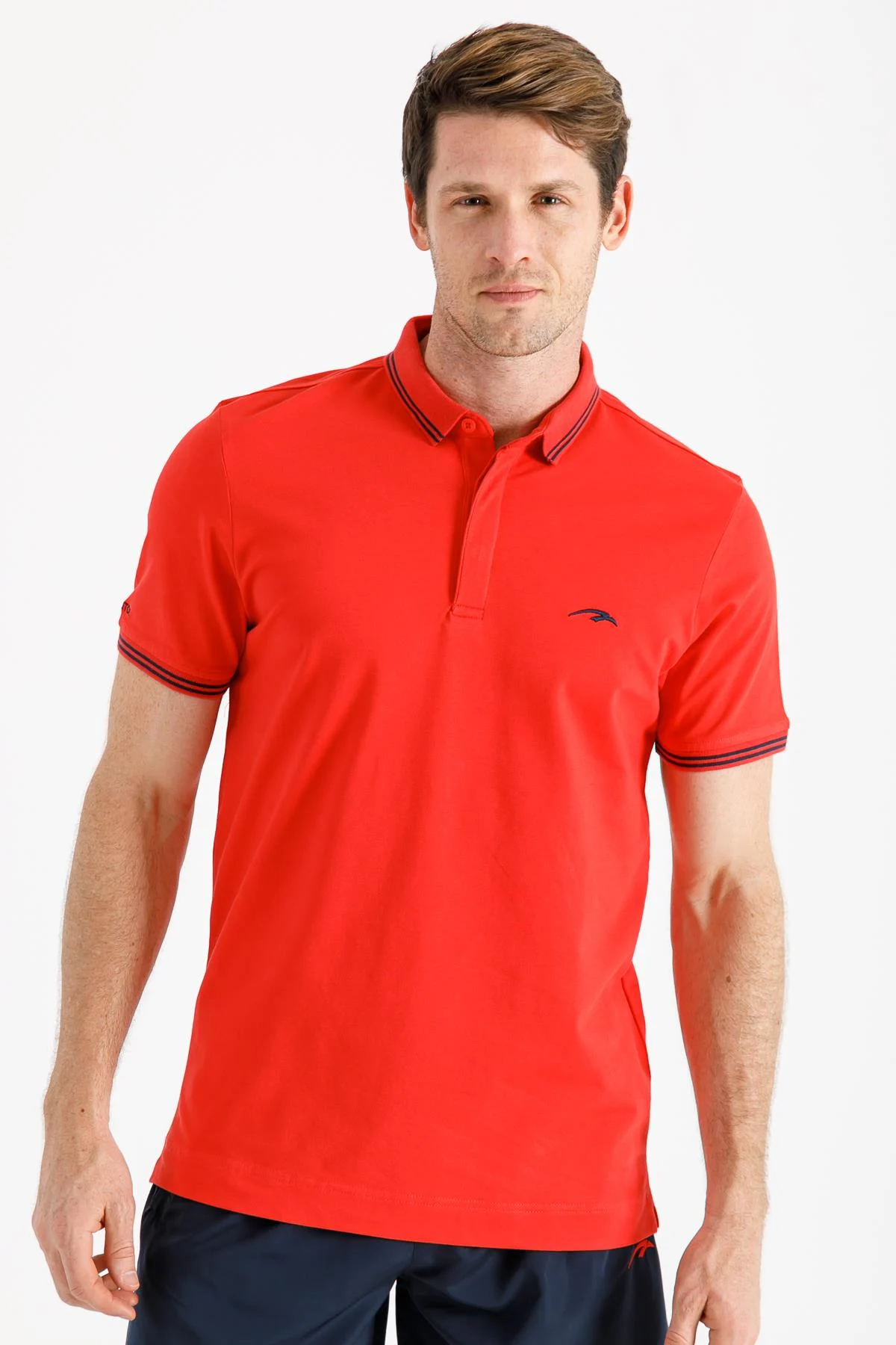 Maraton Regular Erkek Ayaklı Polo Yaka Nar T-shirt