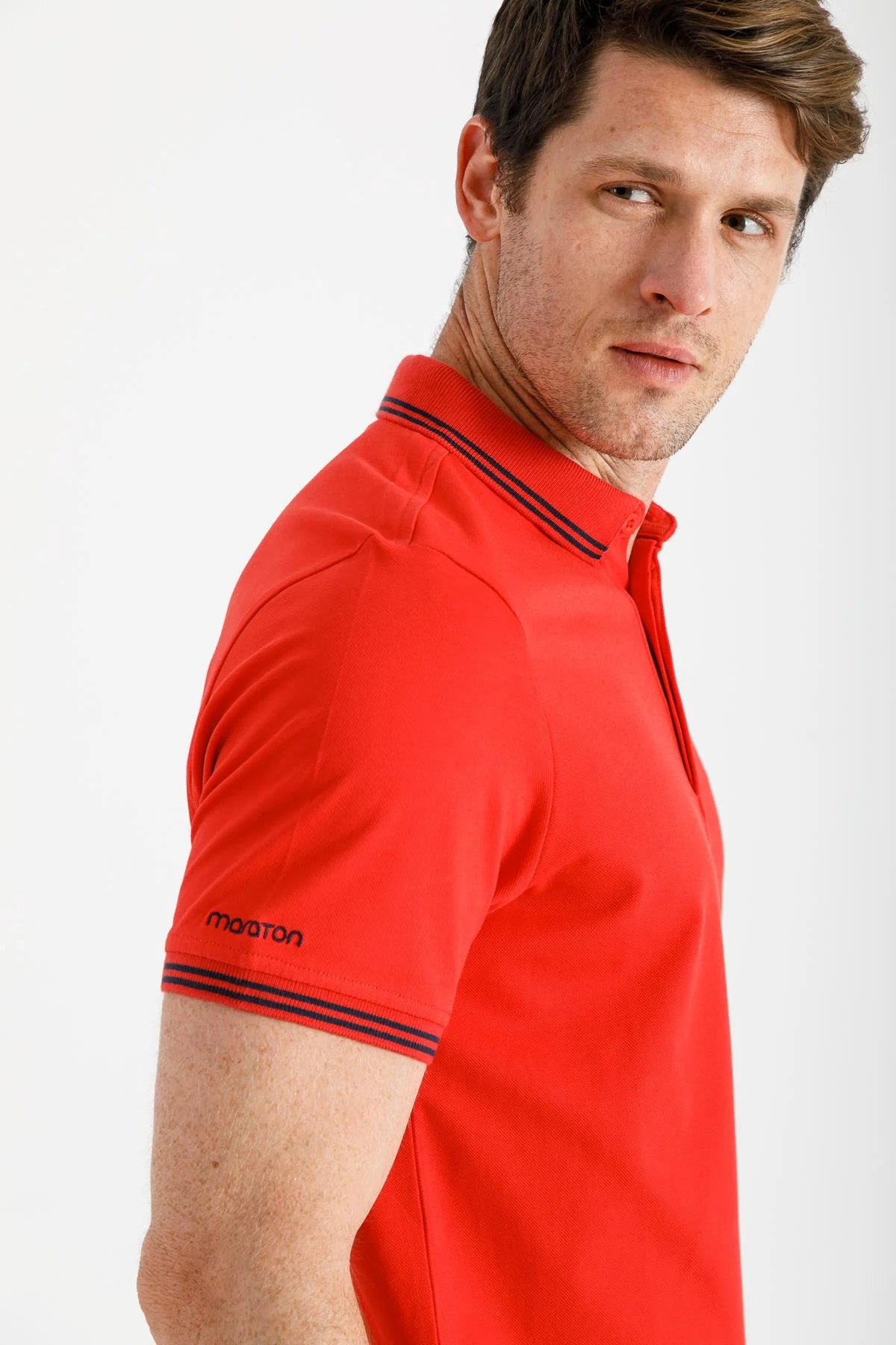 Maraton Regular Erkek Ayaklı Polo Yaka Nar T-shirt - 6