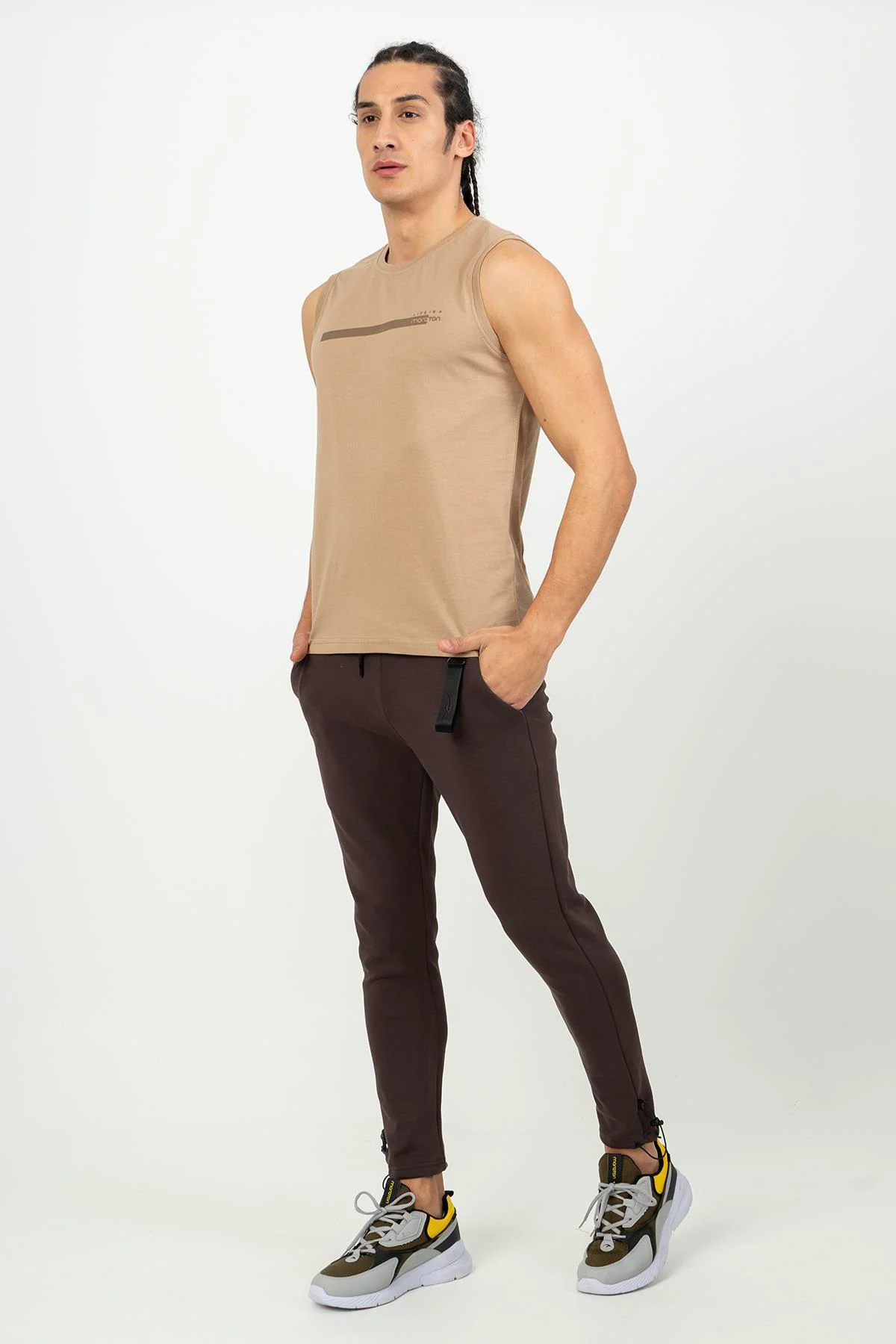 Maraton Regular Erkek Bisiklet Yaka Açık Vizon Atlet - 6