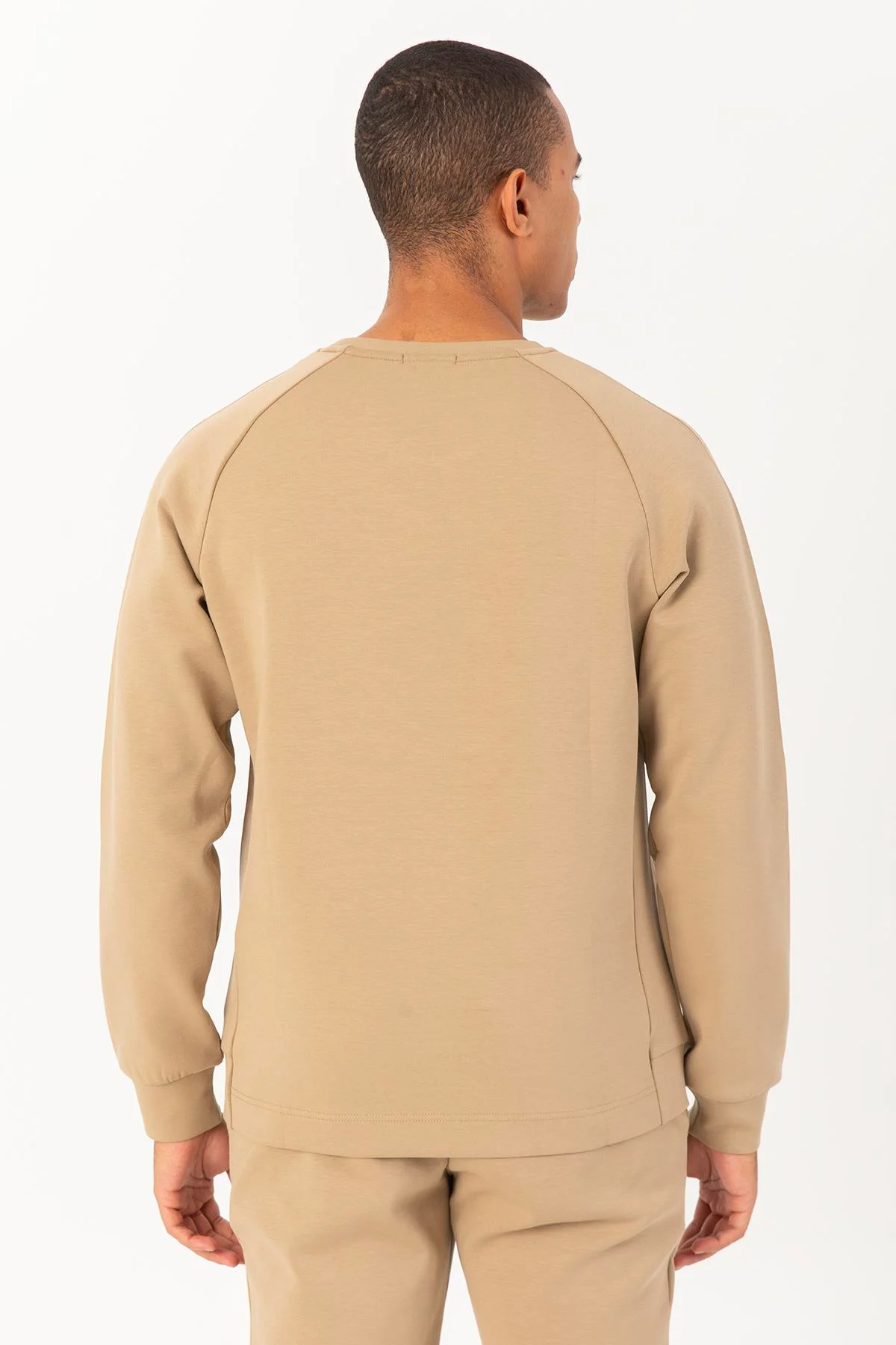 Maraton Regular Erkek Bisiklet Yaka Açık Vizon Sweatshirt - 3