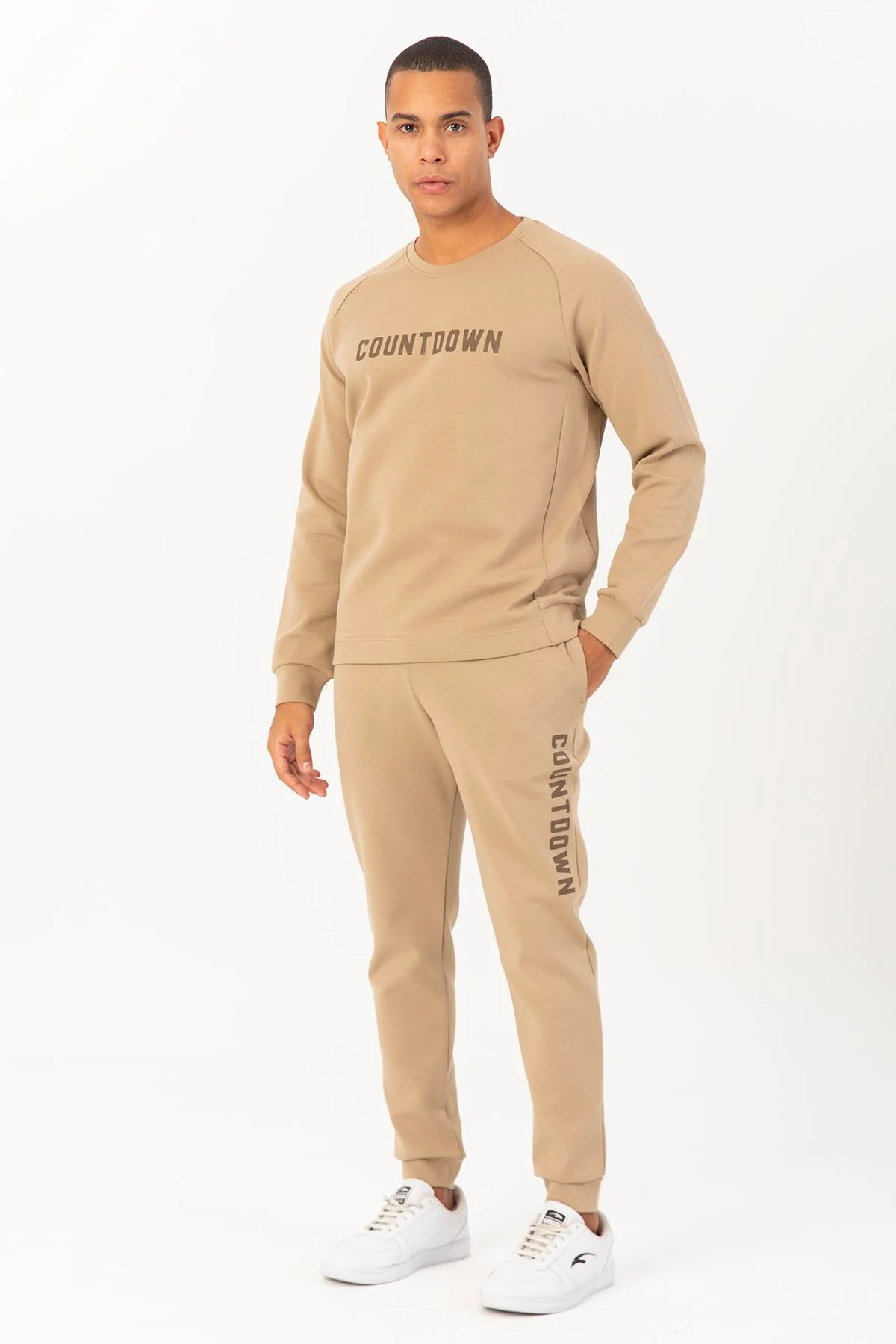 Maraton Regular Erkek Bisiklet Yaka Açık Vizon Sweatshirt - 5