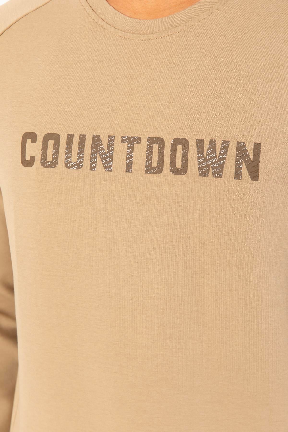 Maraton Regular Erkek Bisiklet Yaka Açık Vizon Sweatshirt - 6