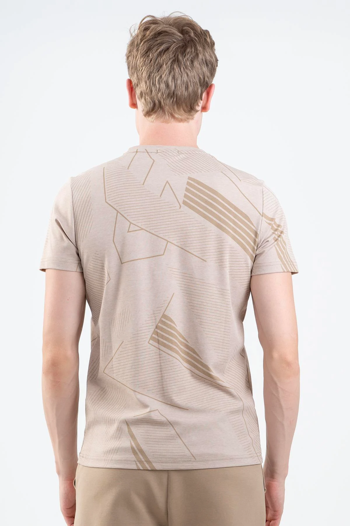 Maraton Regular Erkek Bisiklet Yaka Açık Vizon T-shirt - 3