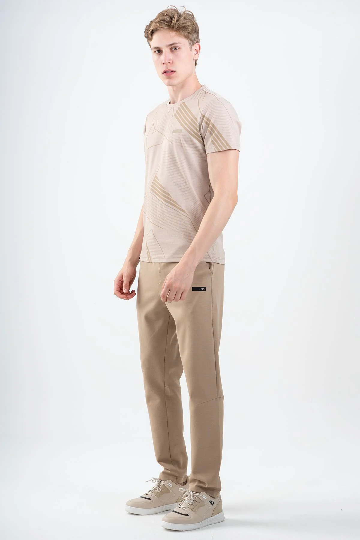 Maraton Regular Erkek Bisiklet Yaka Açık Vizon T-shirt - 5