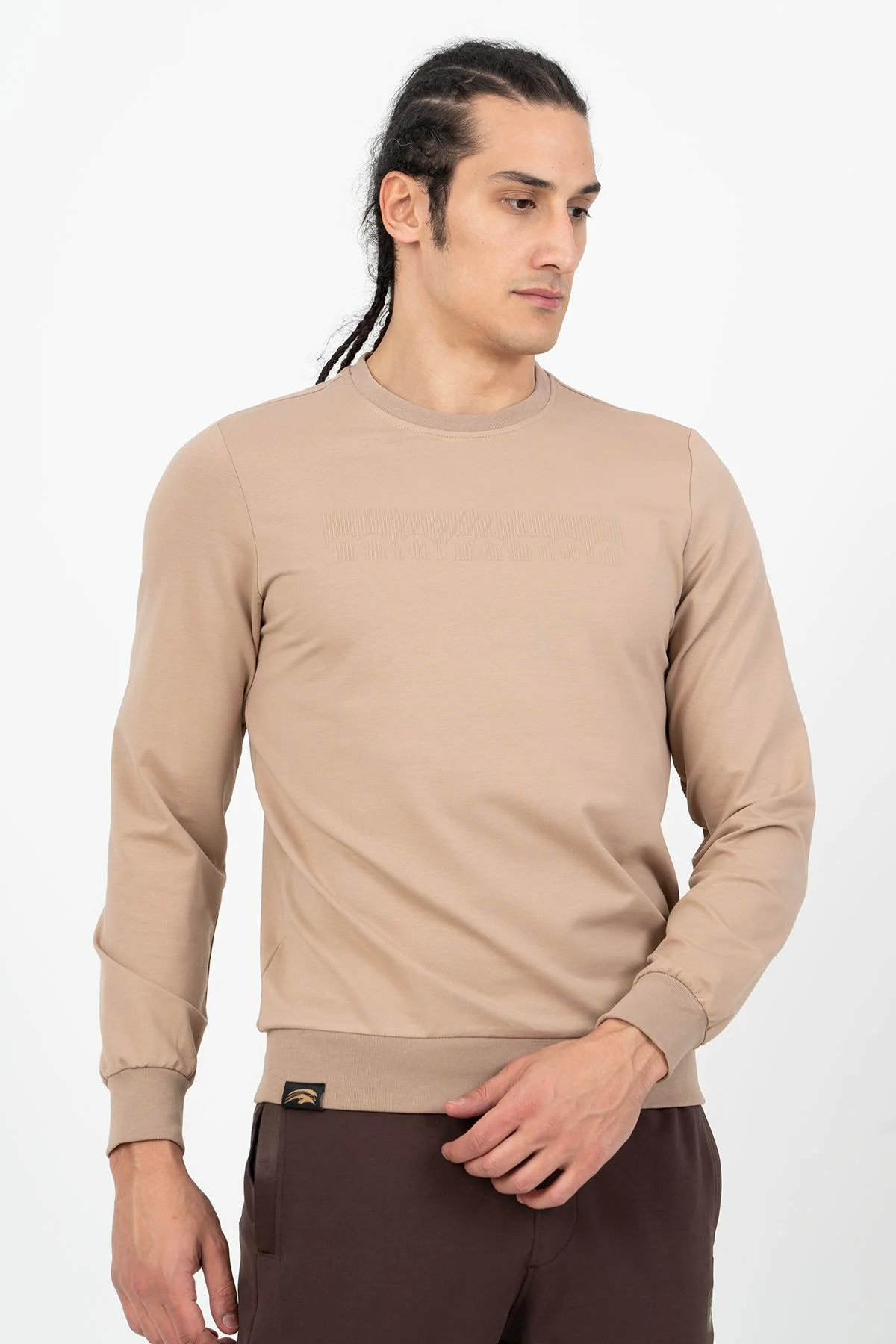 Maraton Regular Erkek Bisiklet Yaka BEJ Sweatshirt - 4