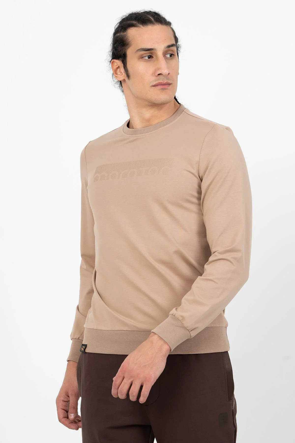 Maraton Regular Erkek Bisiklet Yaka BEJ Sweatshirt - 5