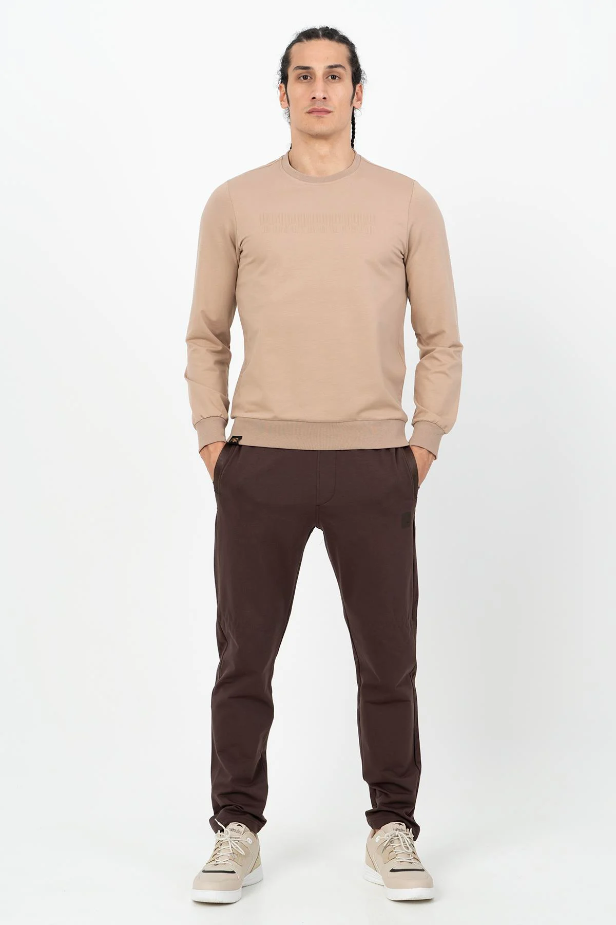 Maraton Regular Erkek Bisiklet Yaka BEJ Sweatshirt - 6