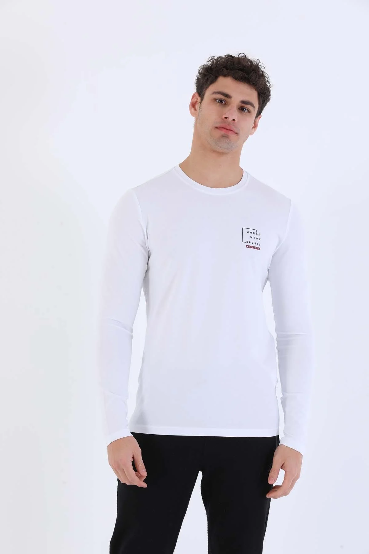 Maraton Regular Erkek Bisiklet Yaka Beyaz Sweatshirt