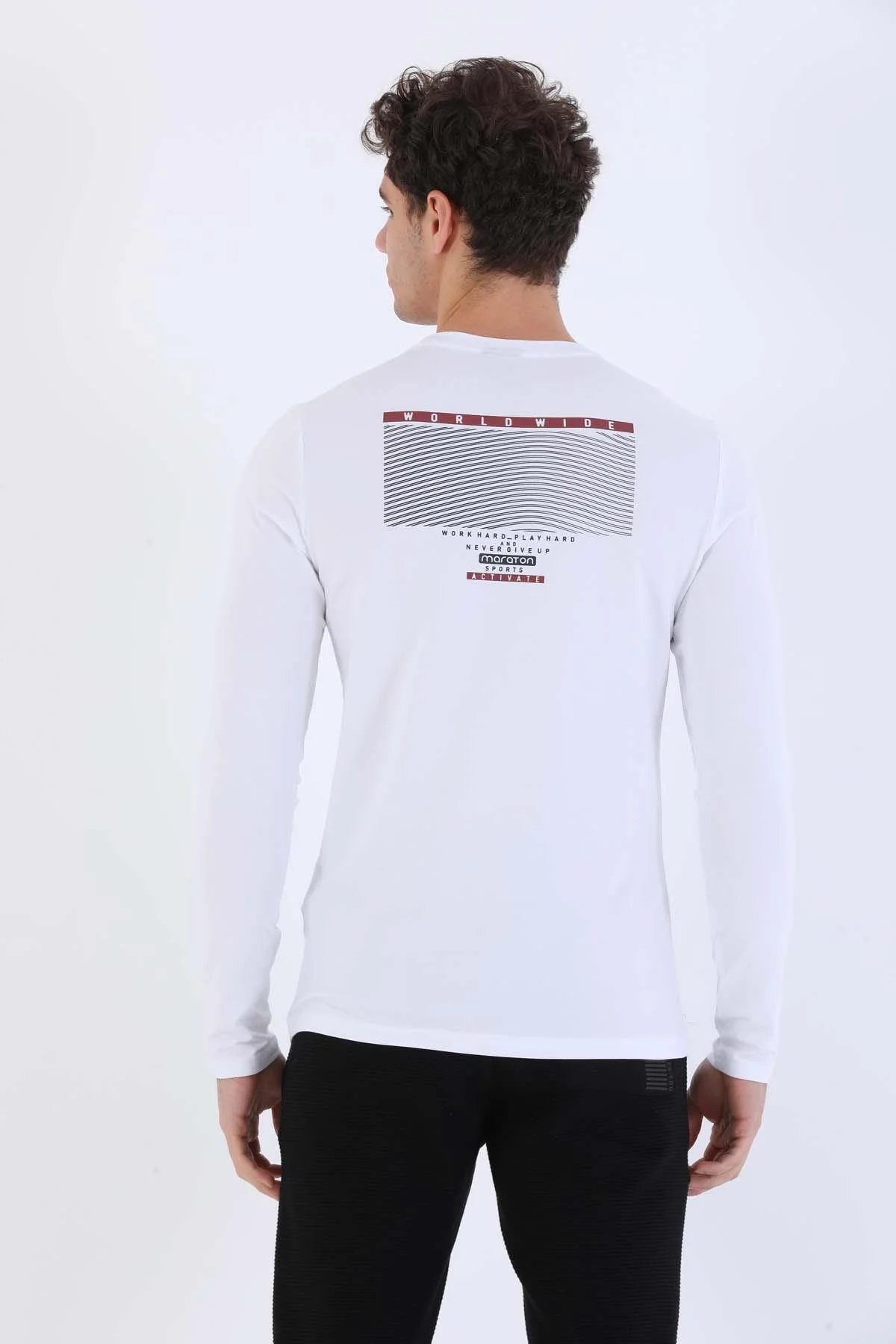 Maraton Regular Erkek Bisiklet Yaka Beyaz Sweatshirt - 3