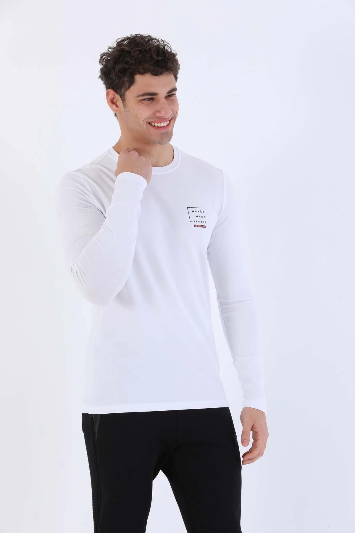 Maraton Regular Erkek Bisiklet Yaka Beyaz Sweatshirt - 4