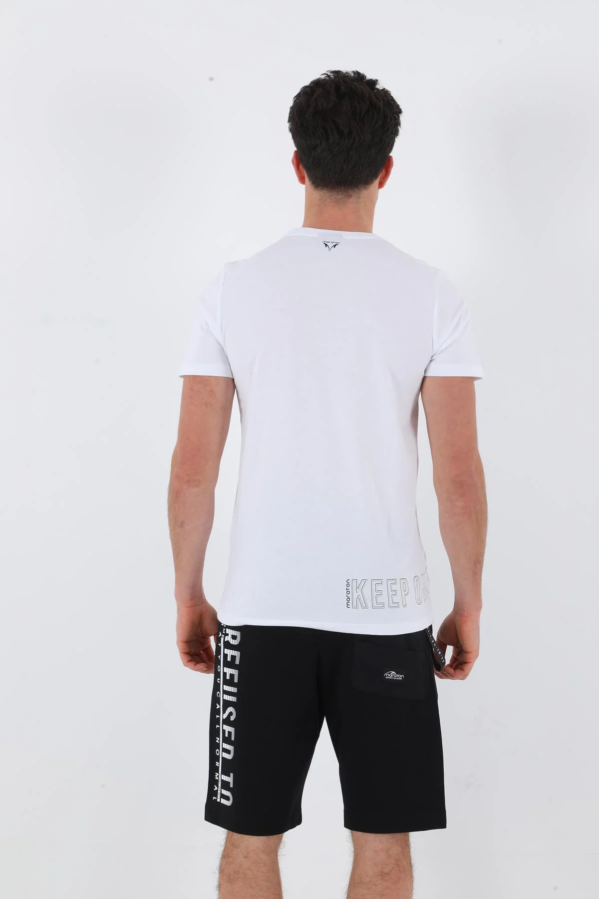 Maraton Regular Erkek Bisiklet Yaka Beyaz T-shirt - 3