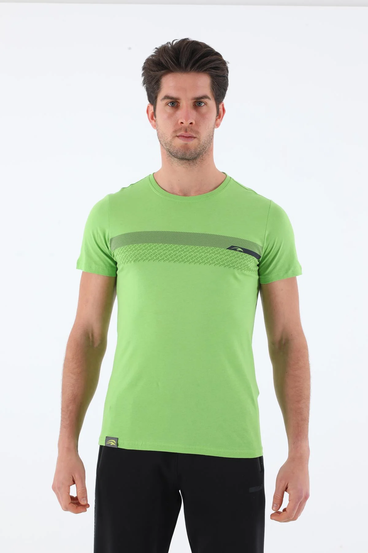 Maraton Regular Erkek Bisiklet Yaka Fıstık Yeşili T-shirt