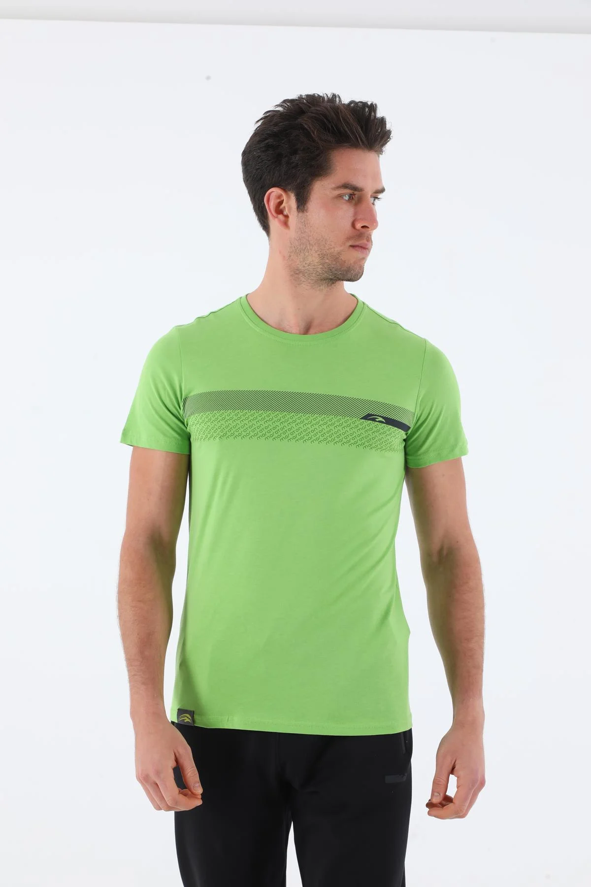 Maraton Regular Erkek Bisiklet Yaka Fıstık Yeşili T-shirt - 4