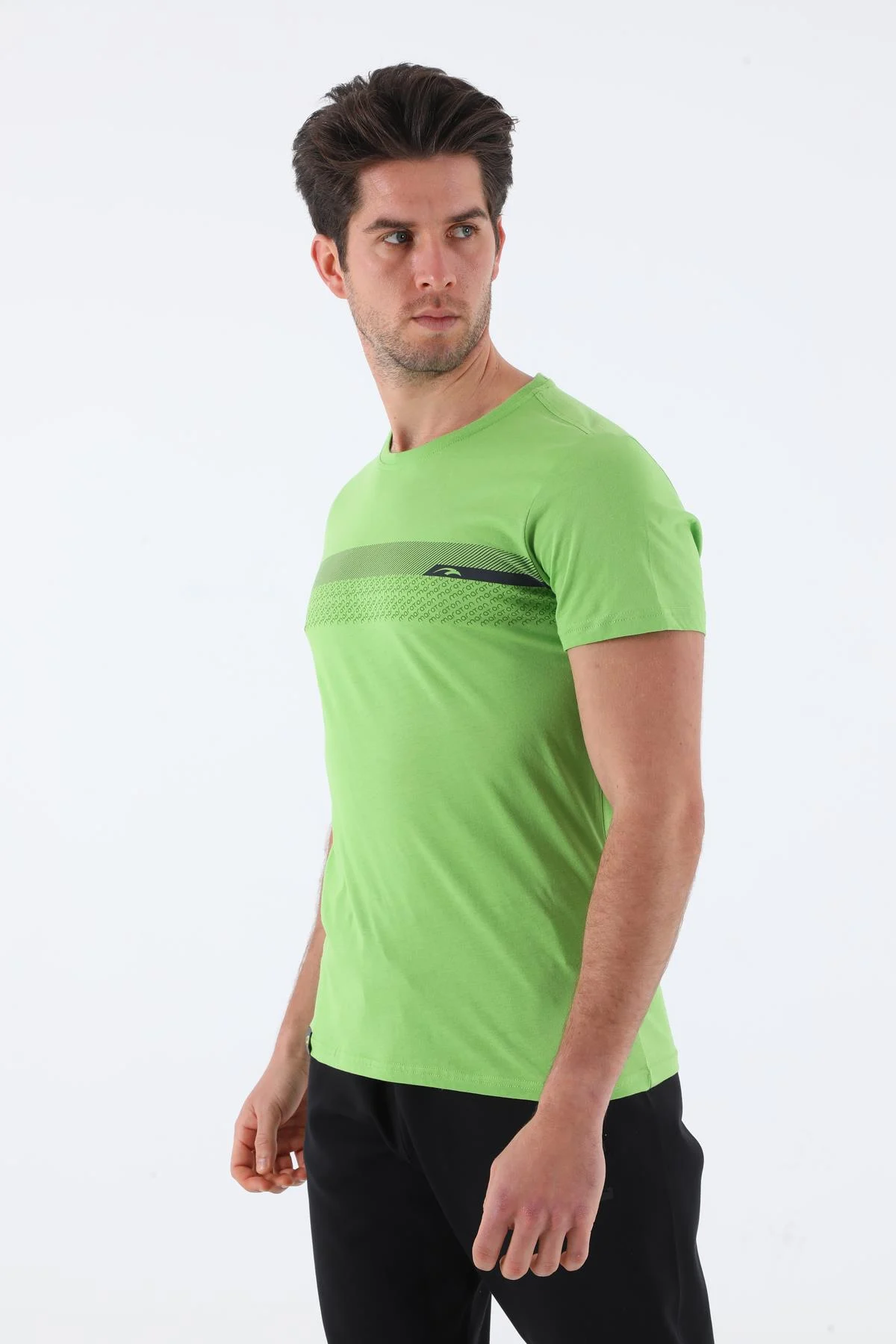 Maraton Regular Erkek Bisiklet Yaka Fıstık Yeşili T-shirt - 5