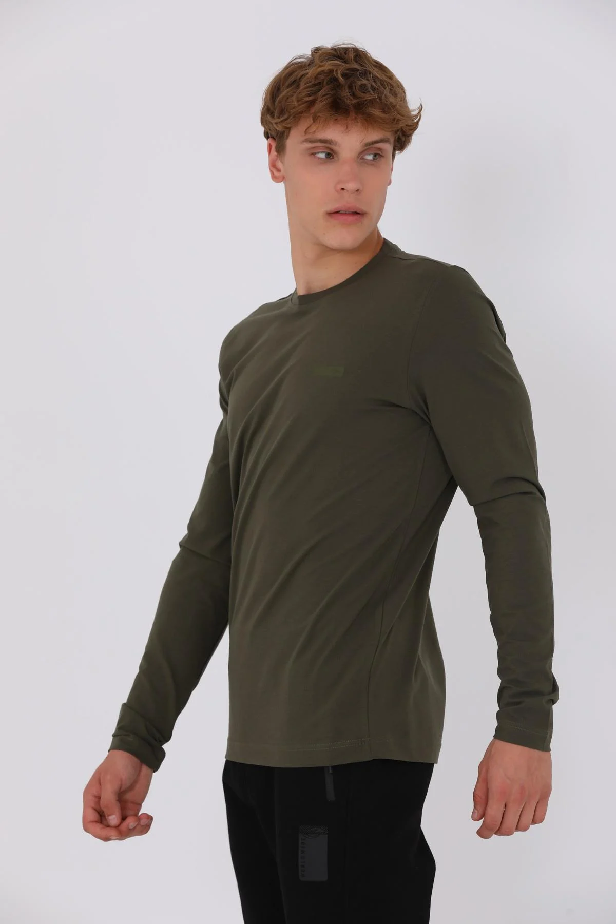 Maraton Regular Erkek Bisiklet Yaka Haki- Sweatshirt - 4
