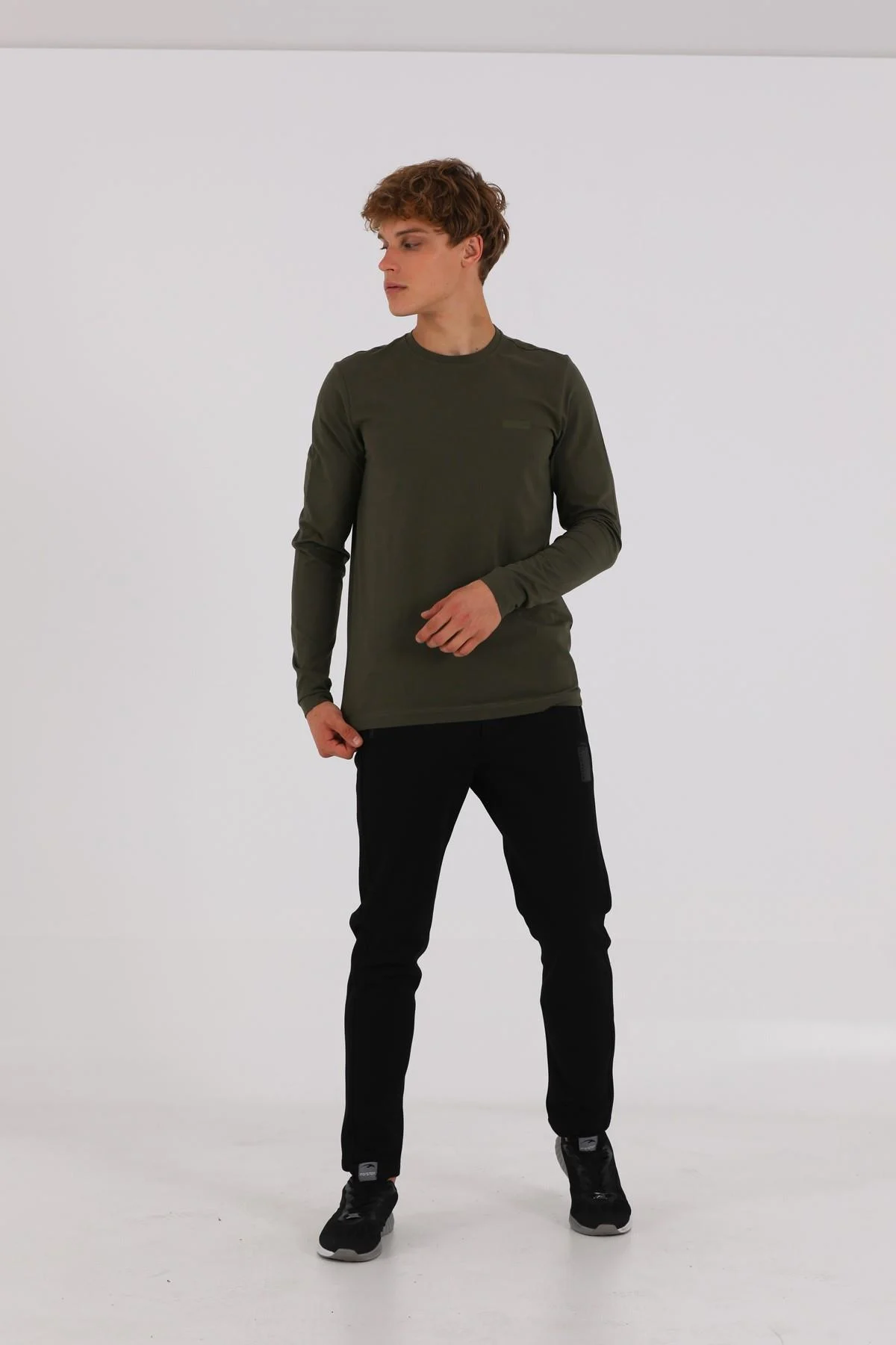 Maraton Regular Erkek Bisiklet Yaka Haki- Sweatshirt - 5