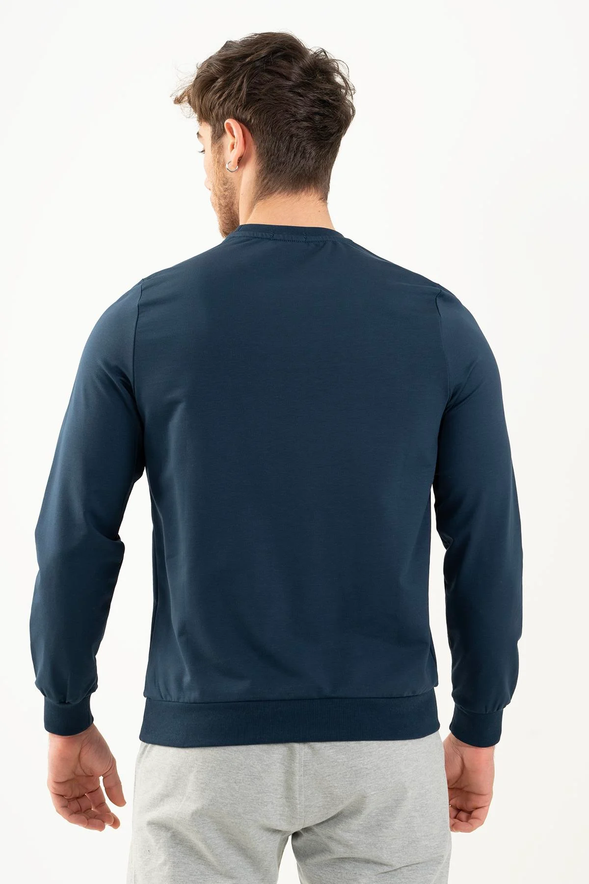 Maraton Regular Erkek Bisiklet Yaka Navymelanj Sweatshirt - 3