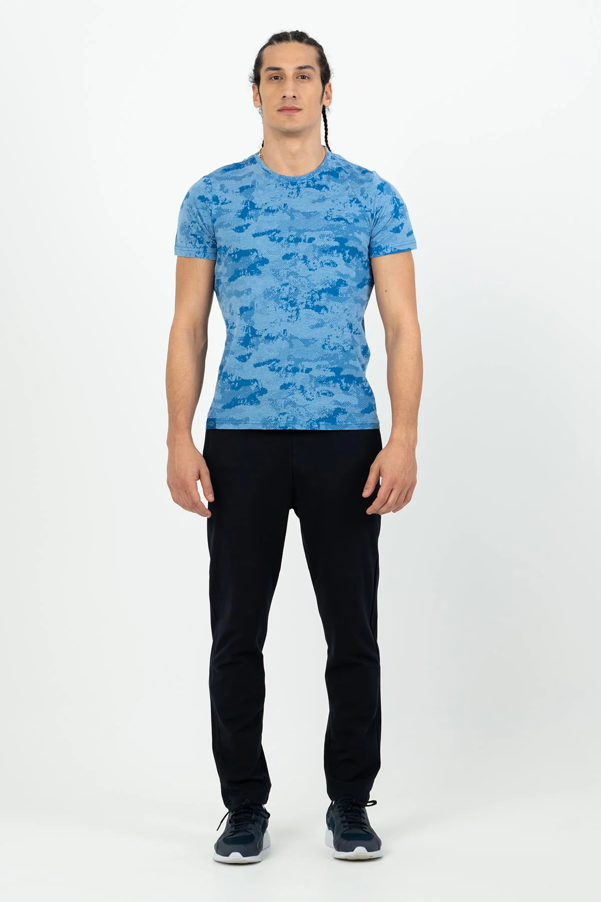 Maraton Regular Erkek Bisiklet Yaka Sisli Mavi T-shirt - 6