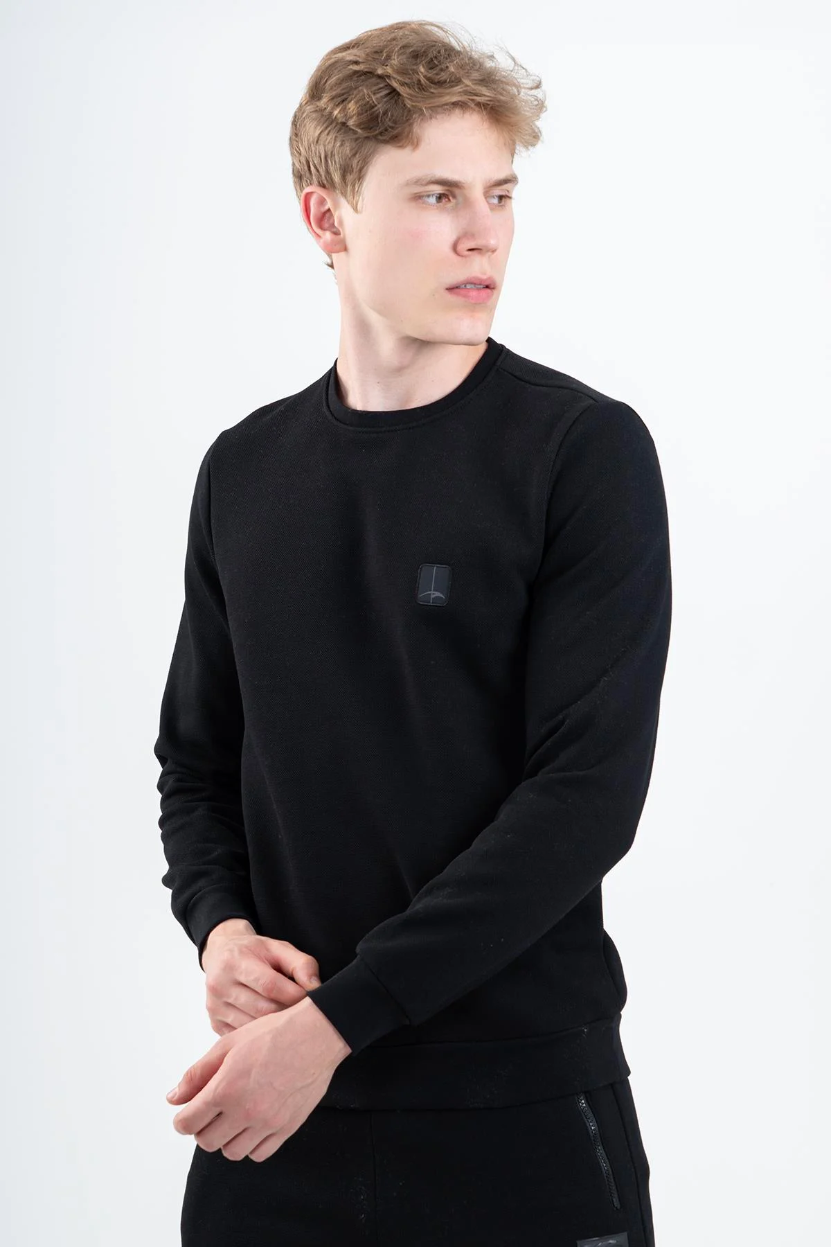 Maraton Regular Erkek Bisiklet Yaka Siyah- Sweatshirt - 4