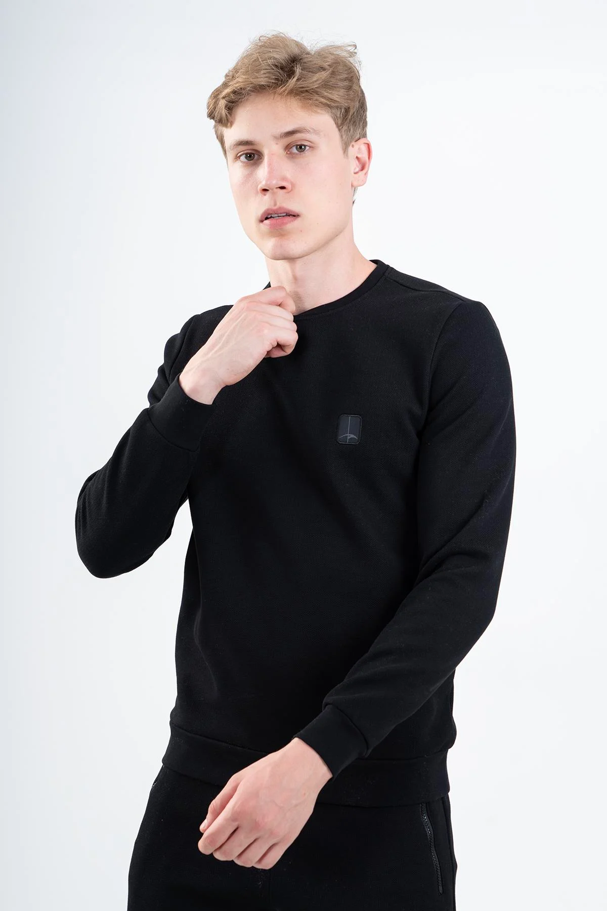 Maraton Regular Erkek Bisiklet Yaka Siyah- Sweatshirt - 5