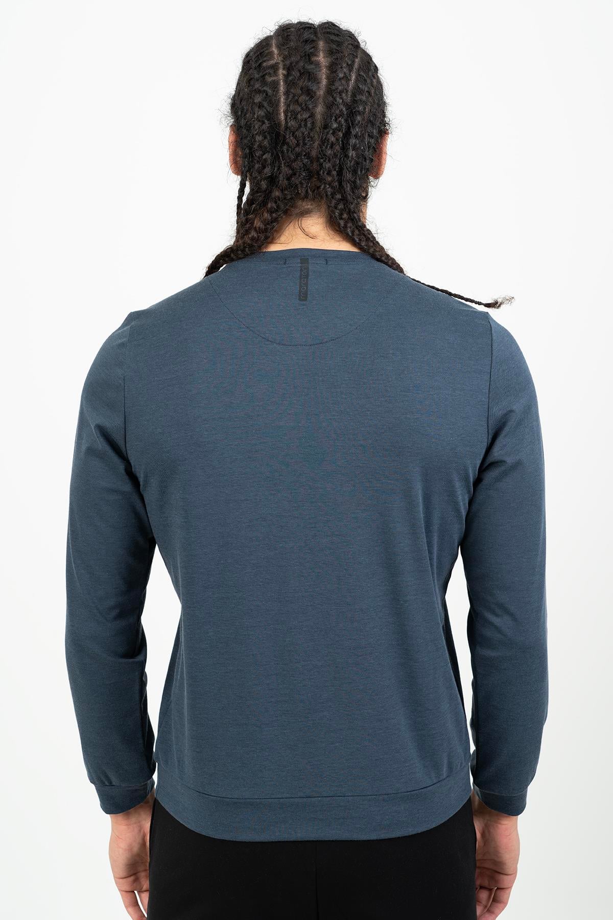 Maraton Regular Erkek Bisiklet Yaka Siyahmelanj Sweatshirt - 3