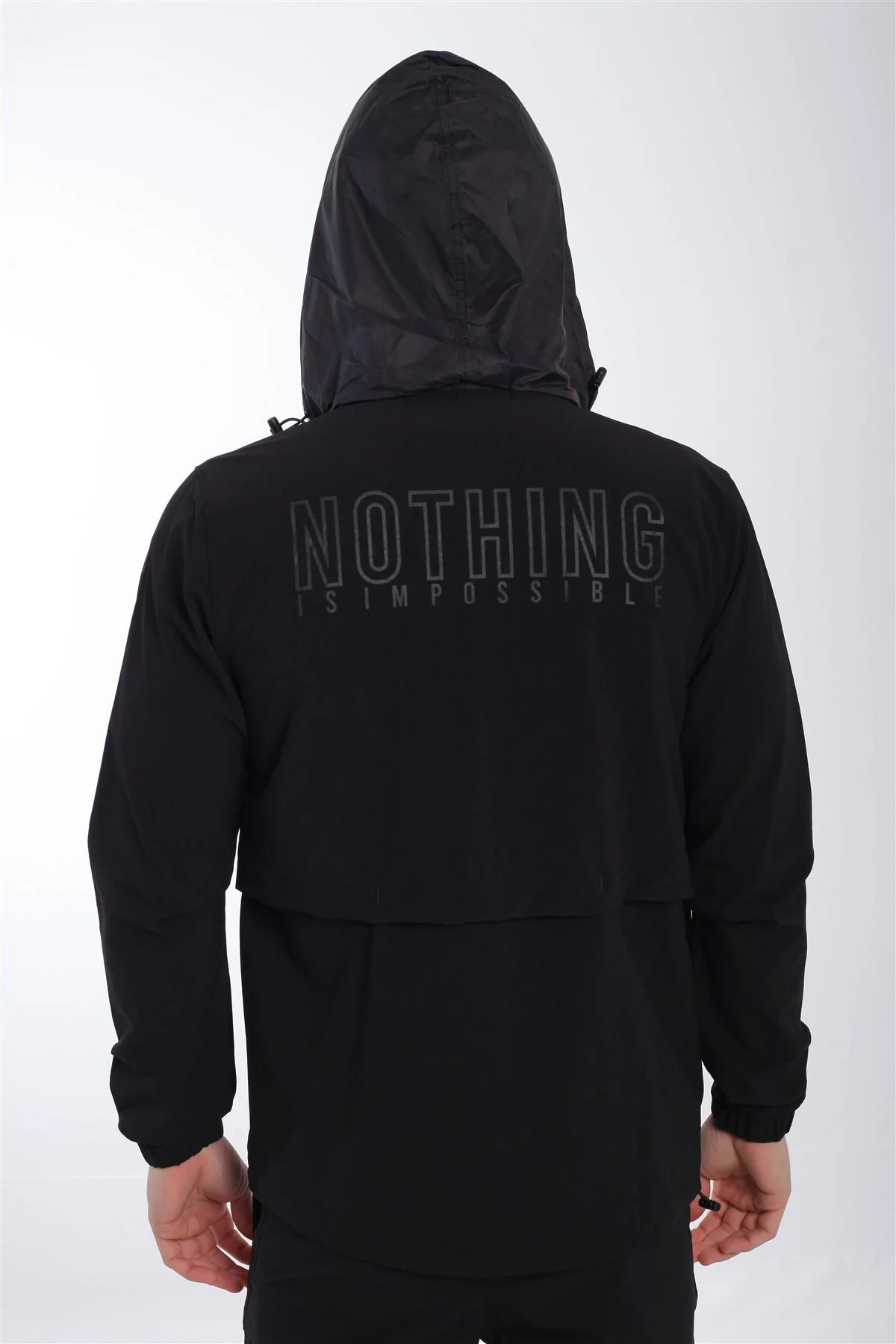 Maraton Regular Erkek Çıkma Kapüşonlu Siyah Yağmurluk - 3