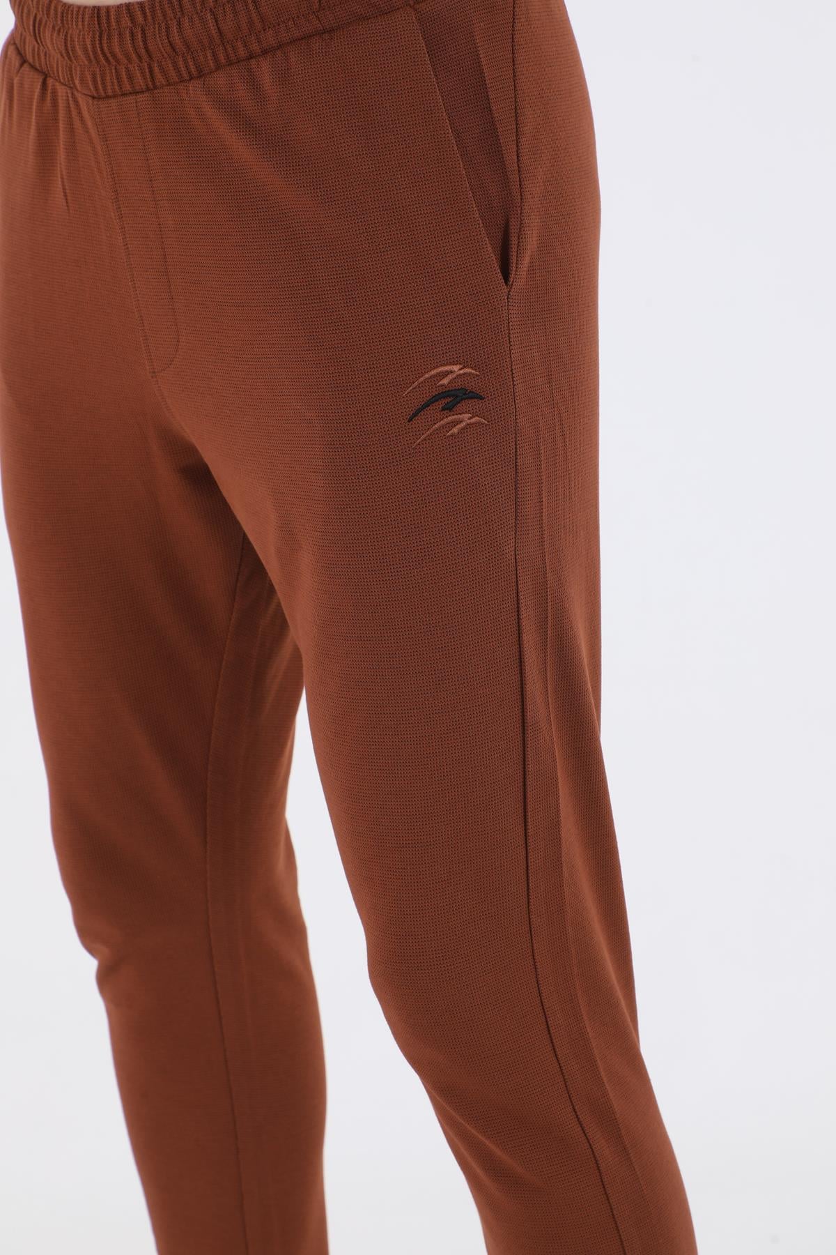 Maraton Regular Erkek Dar Paça Kahverengi Eşofman Altı - 7