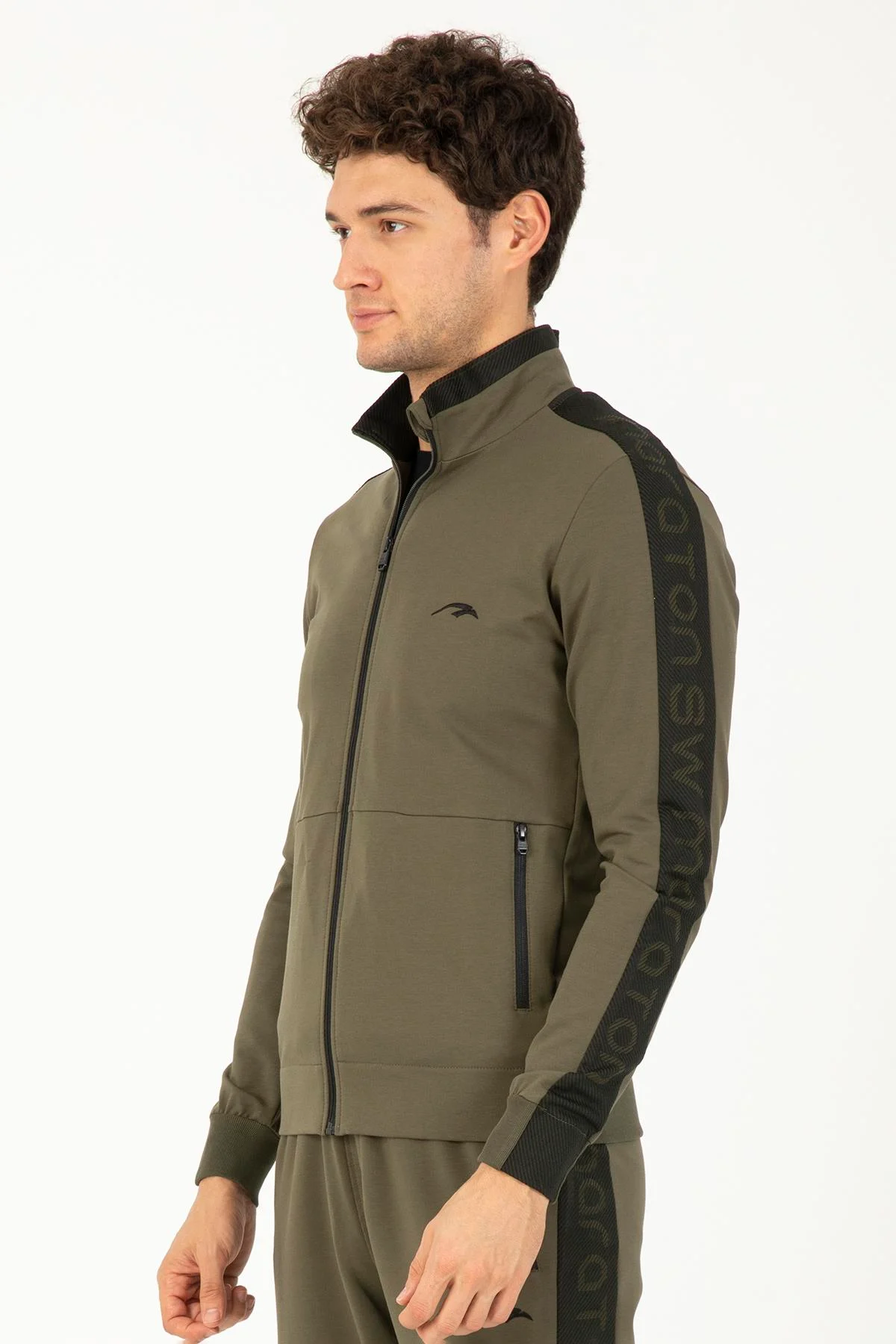 Maraton Regular Erkek Dik Yaka Açık Haki- Eşofman Üstü - 3