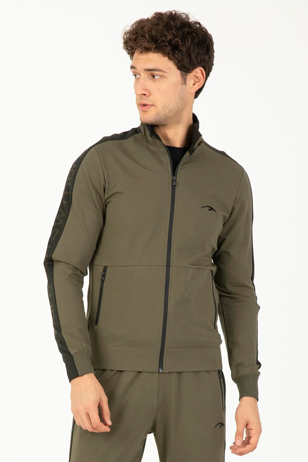 Maraton Regular Erkek Dik Yaka Açık Haki- Eşofman Üstü - 5