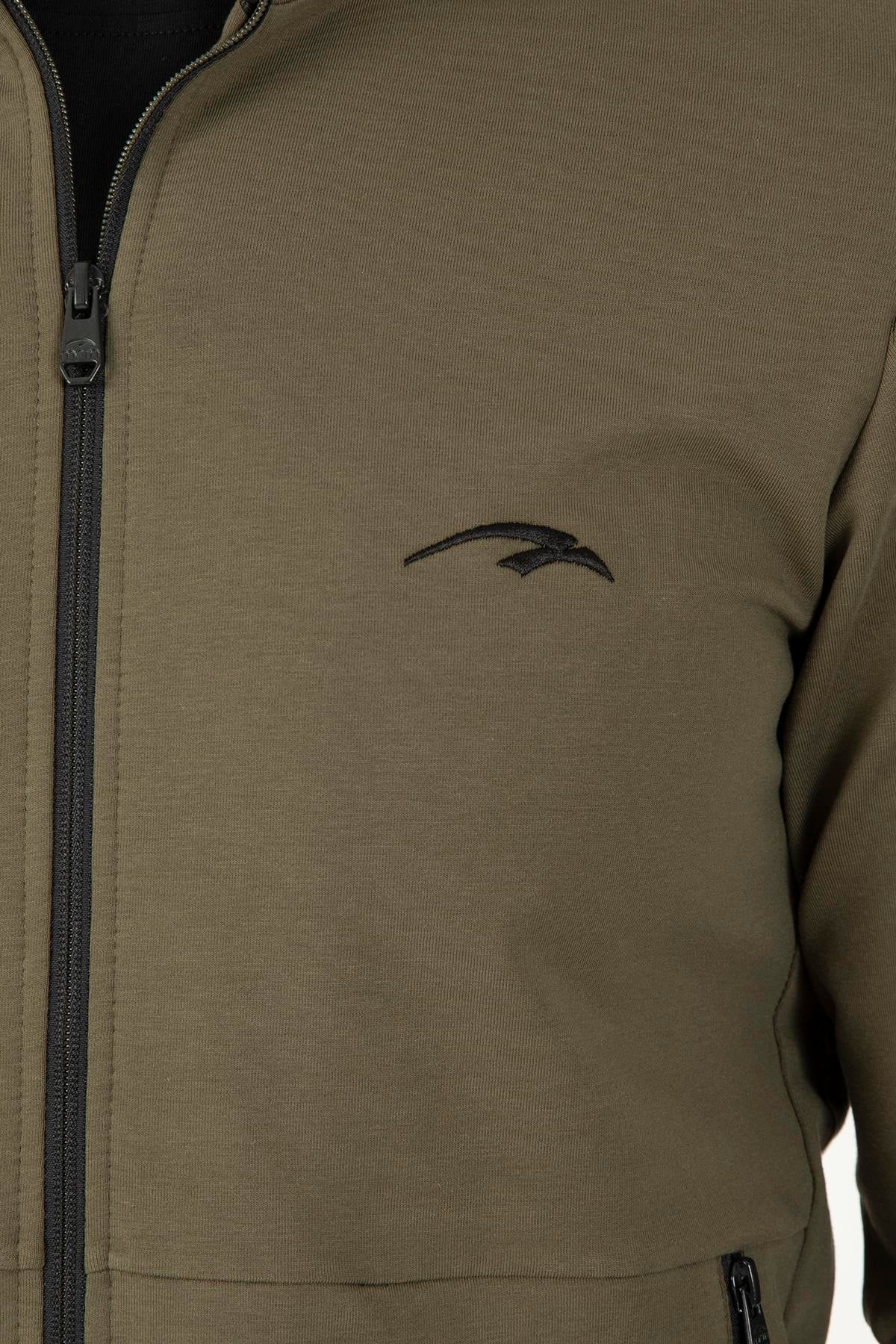 Maraton Regular Erkek Dik Yaka Açık Haki- Eşofman Üstü - 7