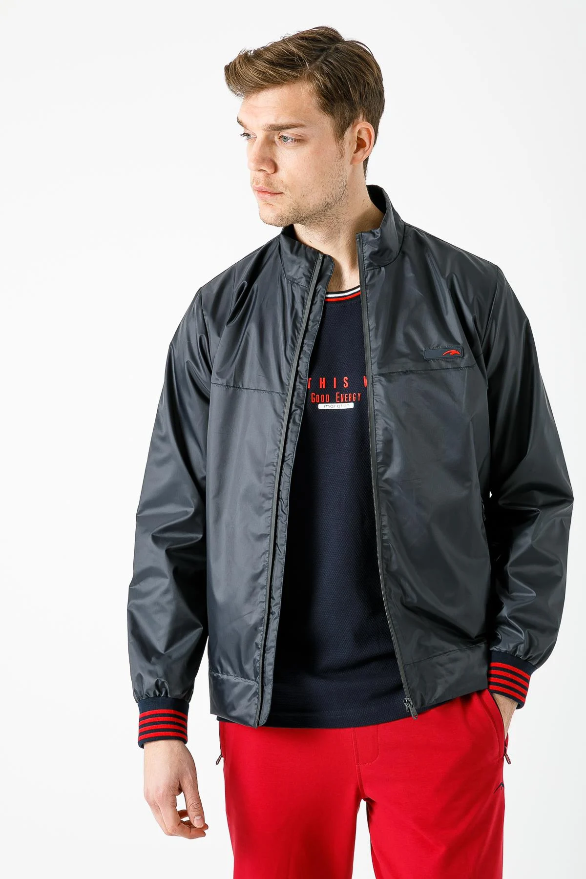 Maraton Regular Erkek Dik Yaka Açık Lacivert Ceket