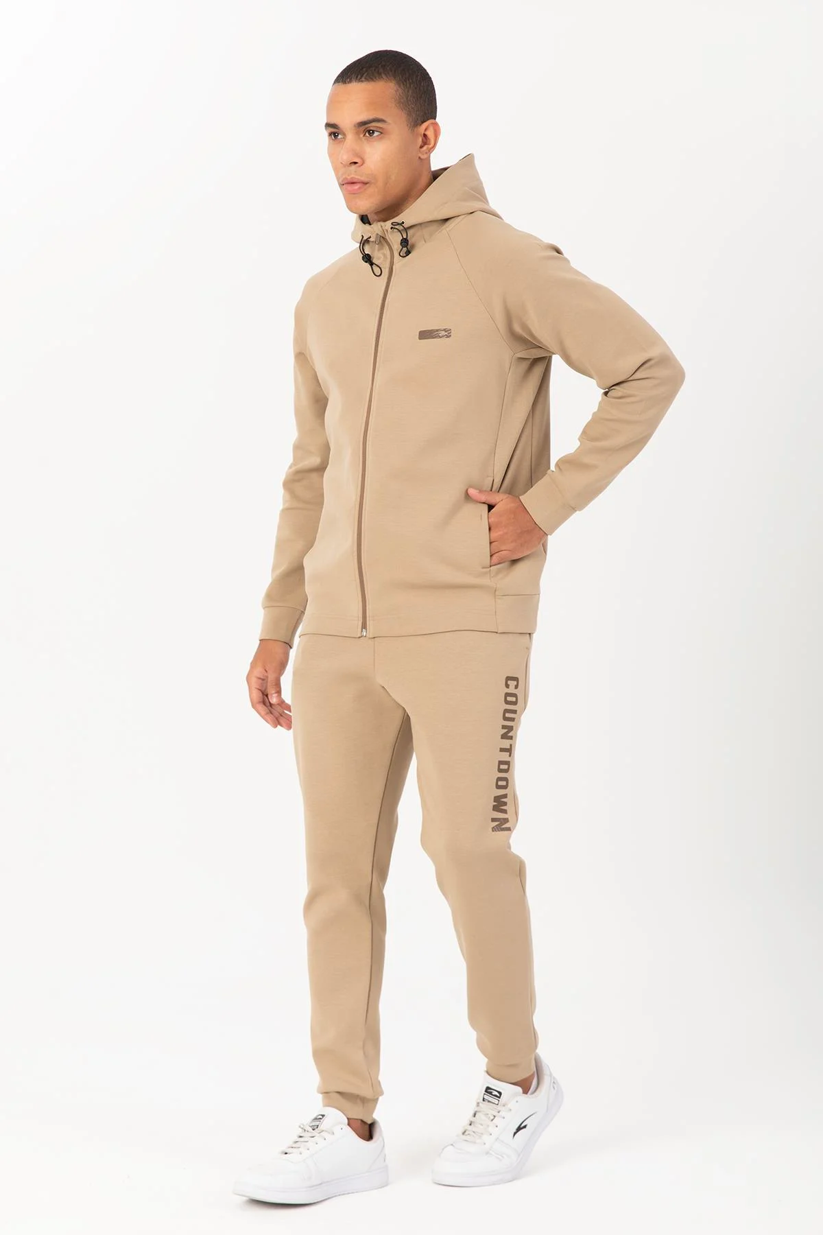 Maraton Regular Erkek Dik Yaka Açık Vizon Eşofman Üstü - 6