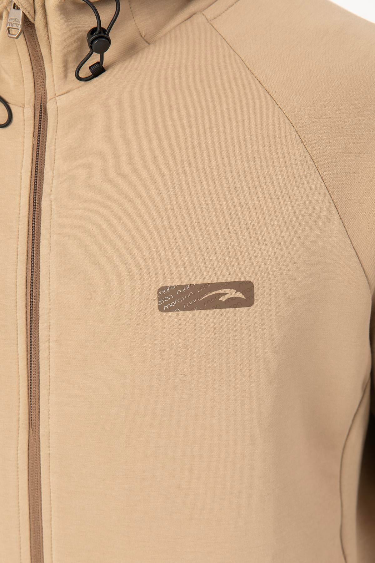 Maraton Regular Erkek Dik Yaka Açık Vizon Eşofman Üstü - 7