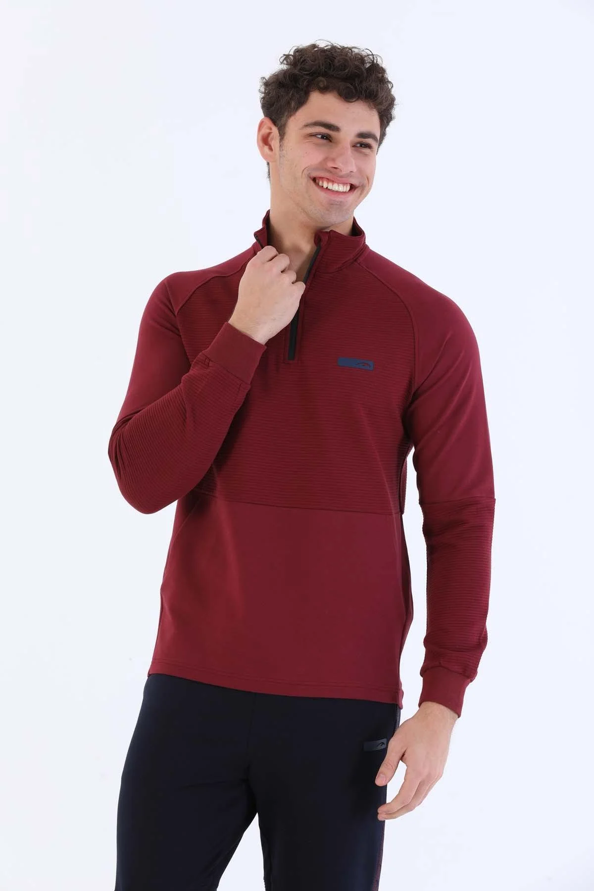 Maraton Regular Erkek Dik Yaka Bordo Sweatshirt