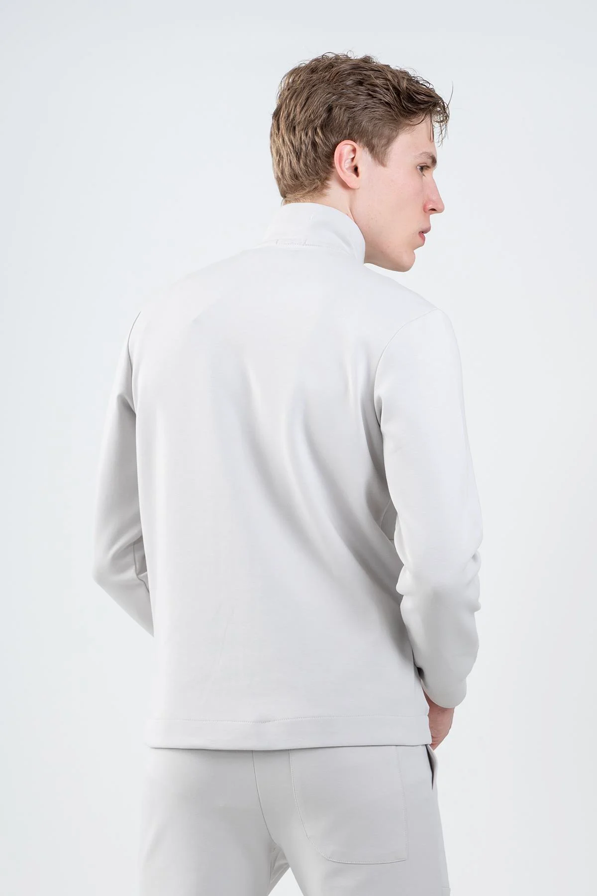 Maraton Regular Erkek Dik Yaka Gümüş Gri Eşofman Üstü - 3