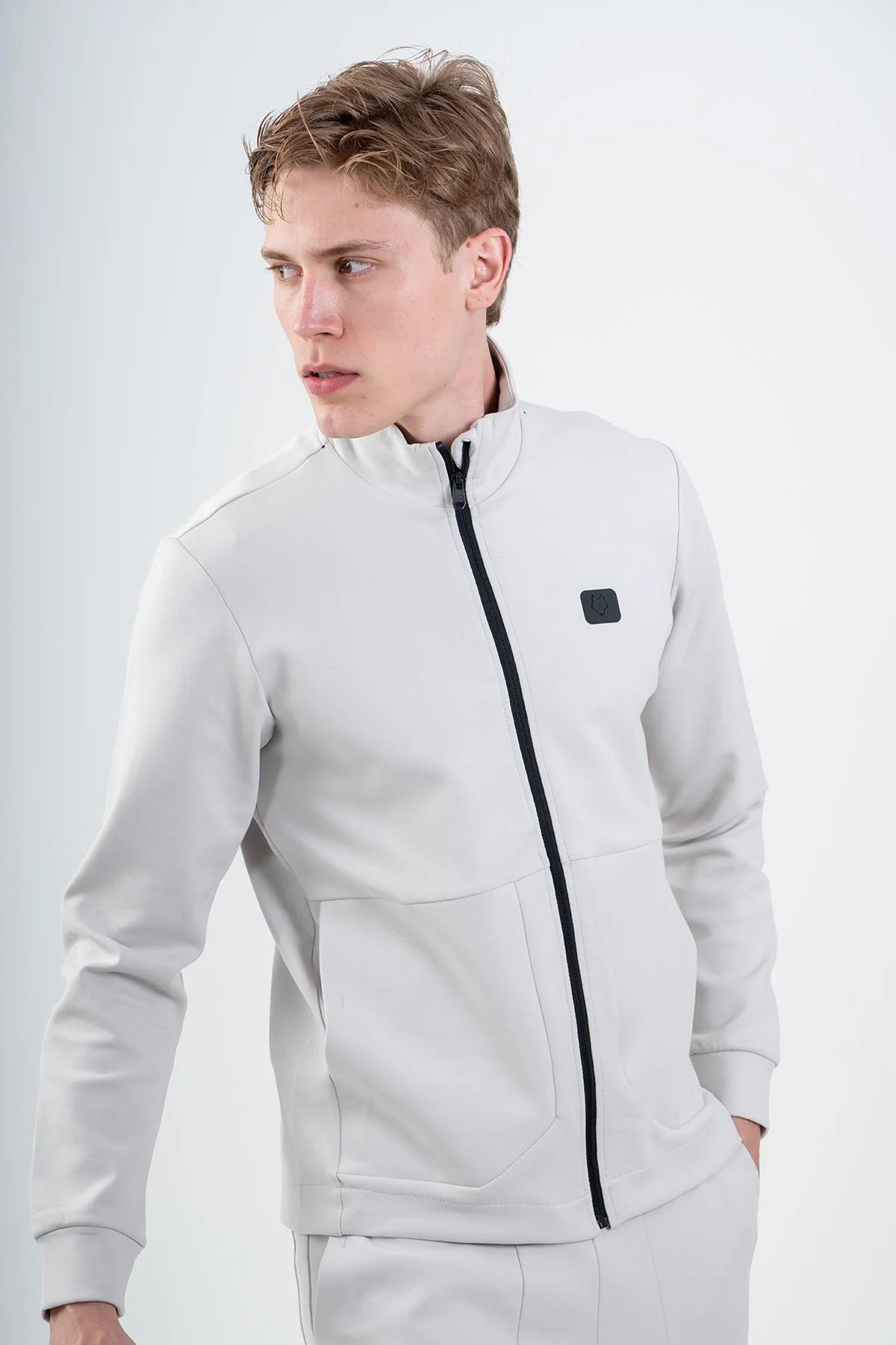 Maraton Regular Erkek Dik Yaka Gümüş Gri Eşofman Üstü - 4