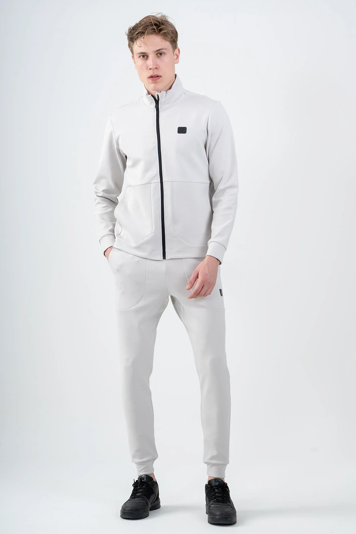 Maraton Regular Erkek Dik Yaka Gümüş Gri Eşofman Üstü - 5