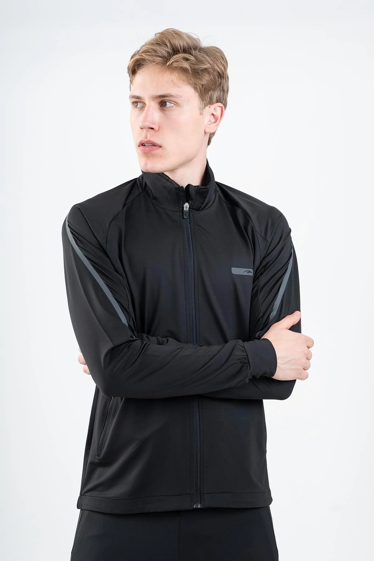 Maraton Regular Erkek Dik Yaka Siyah- Eşofman Üstü