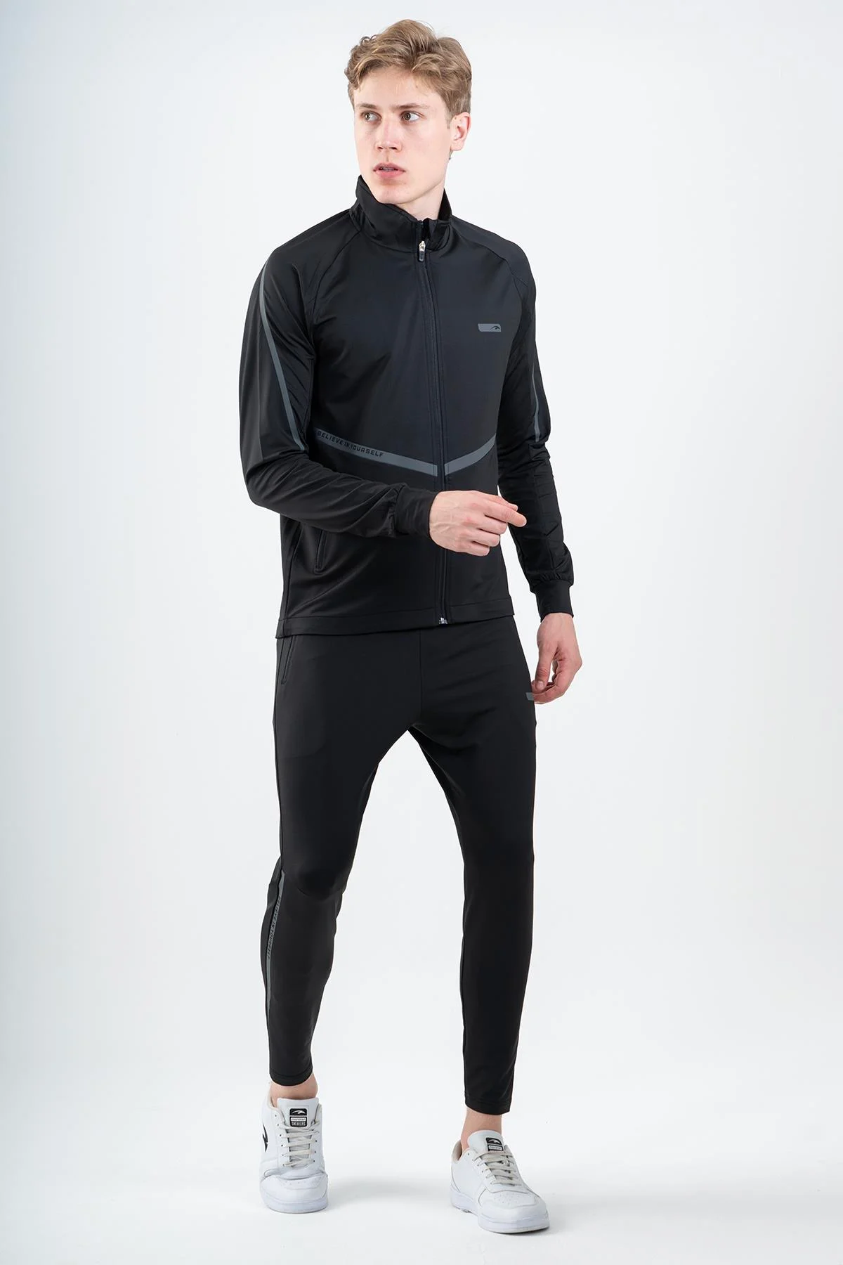 Maraton Regular Erkek Dik Yaka Siyah- Eşofman Üstü - 6