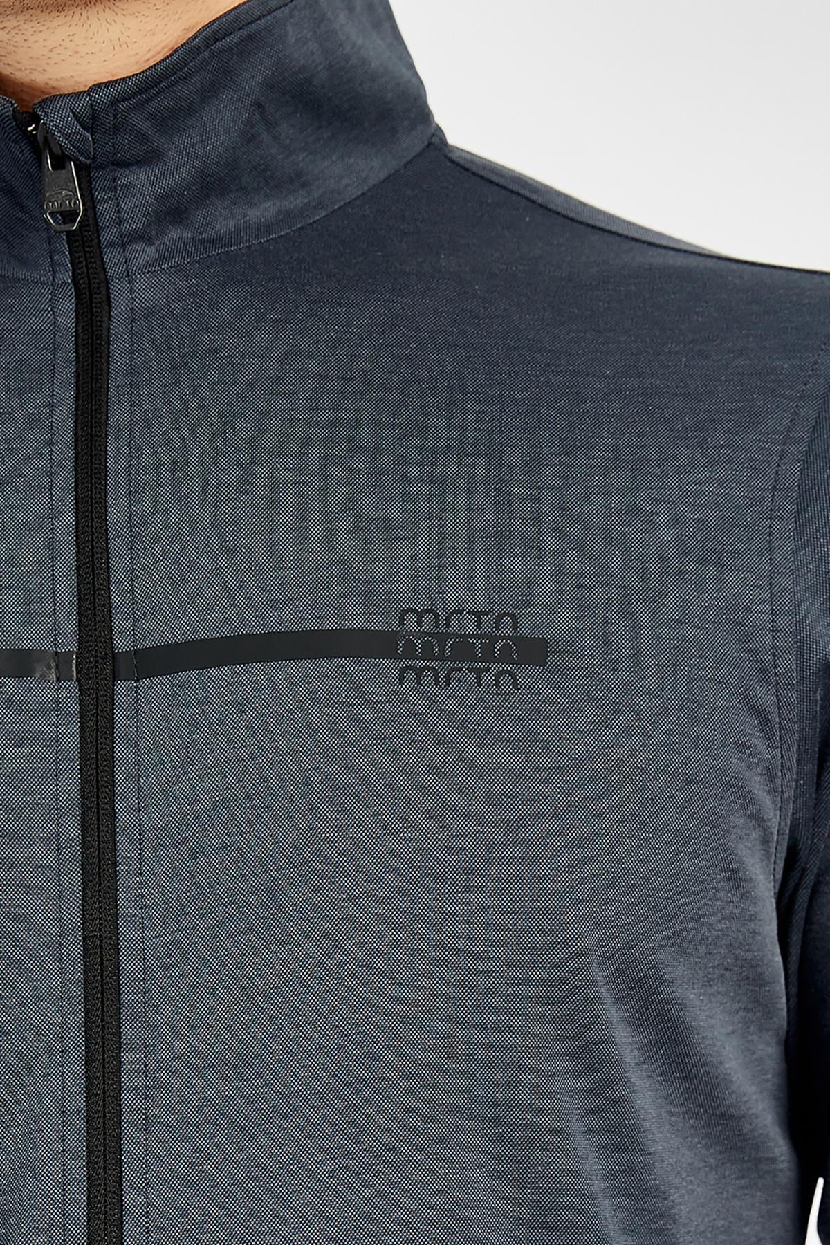 Maraton Regular Erkek Dik Yaka Siyahmelanj Eşofman Üstü - 7