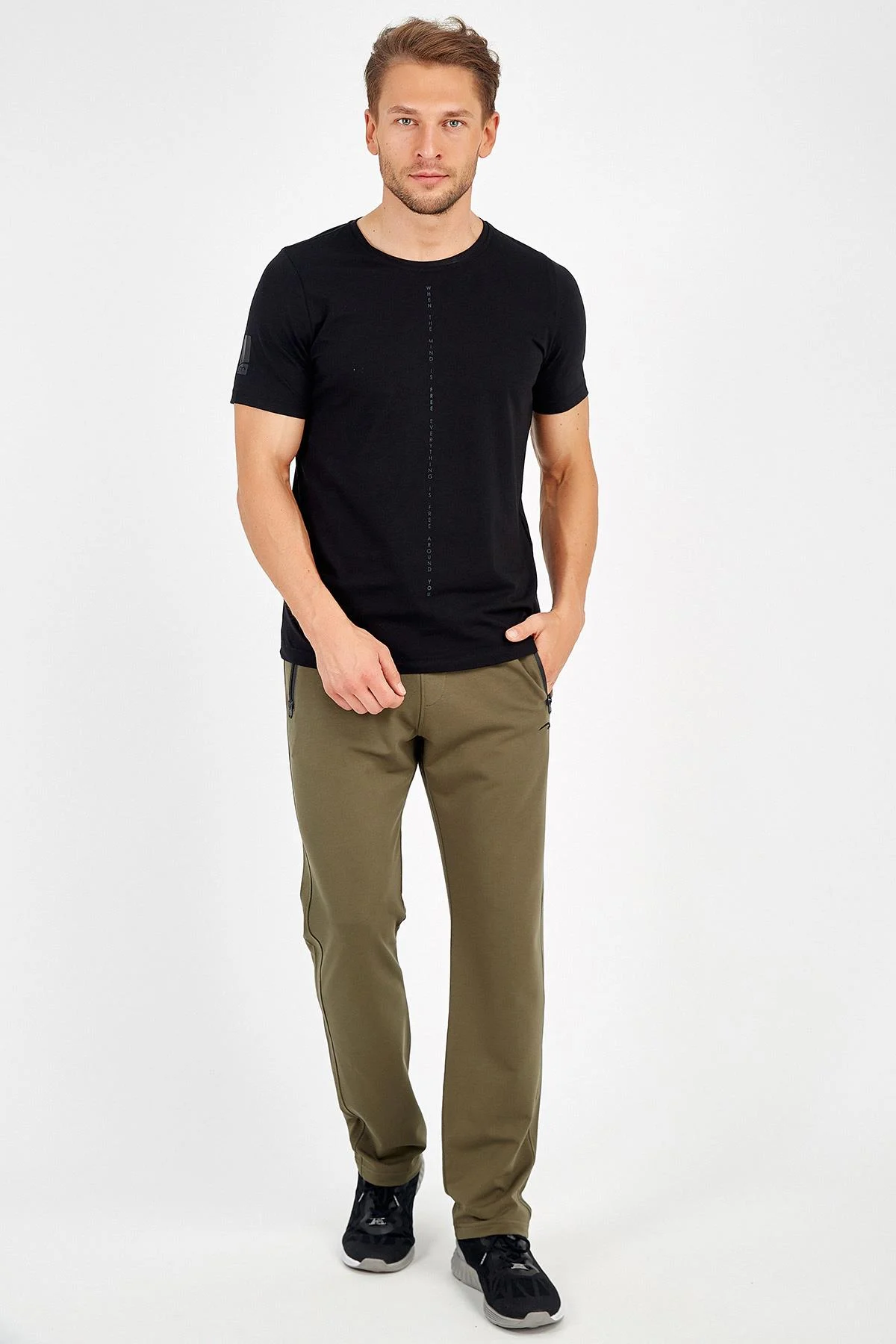 Maraton Regular Erkek Düz Paça Haki Eşofman Altı - 5