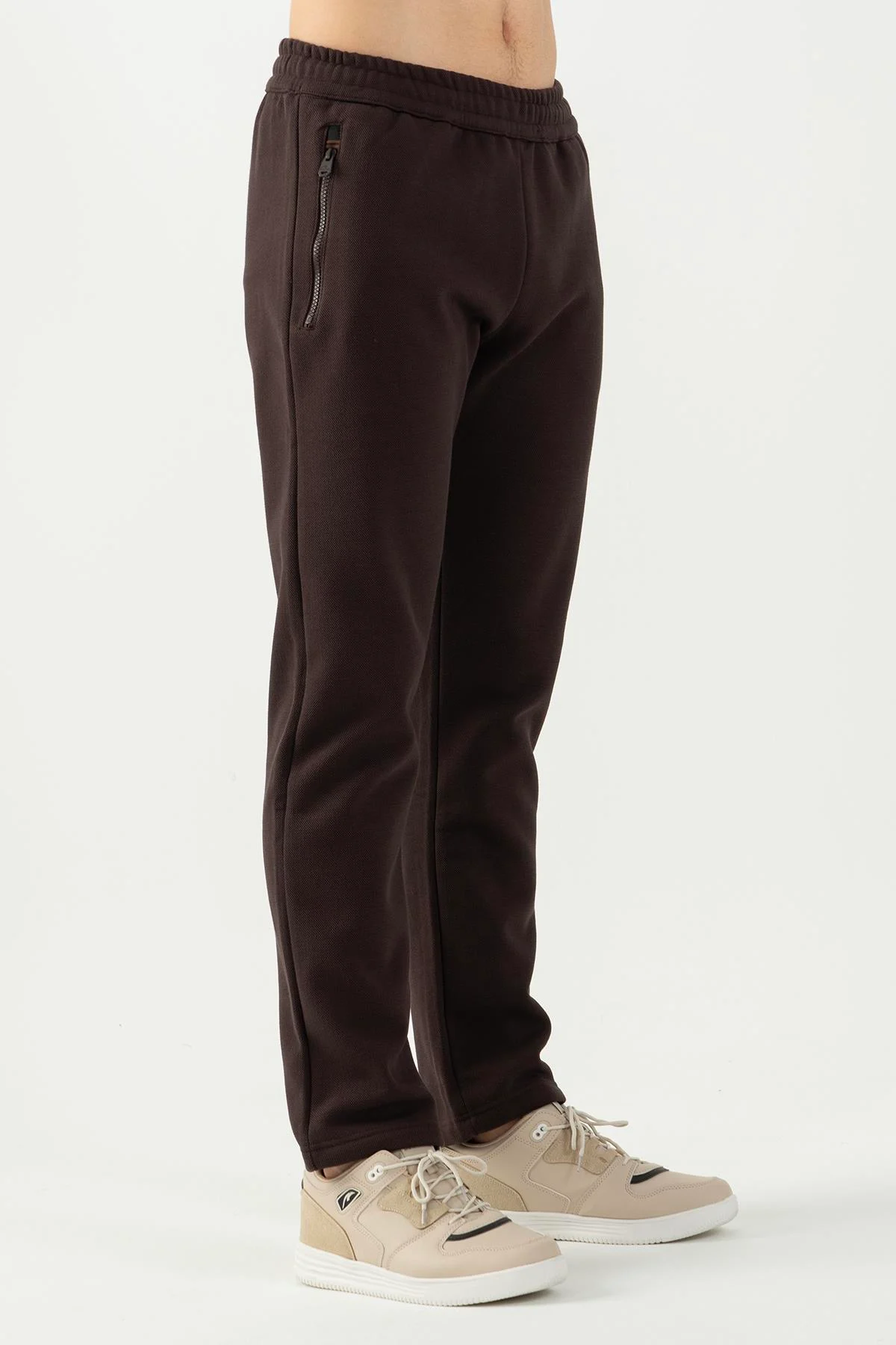 Maraton Regular Erkek Düz Paça Kahverengi Eşofman Altı - 4