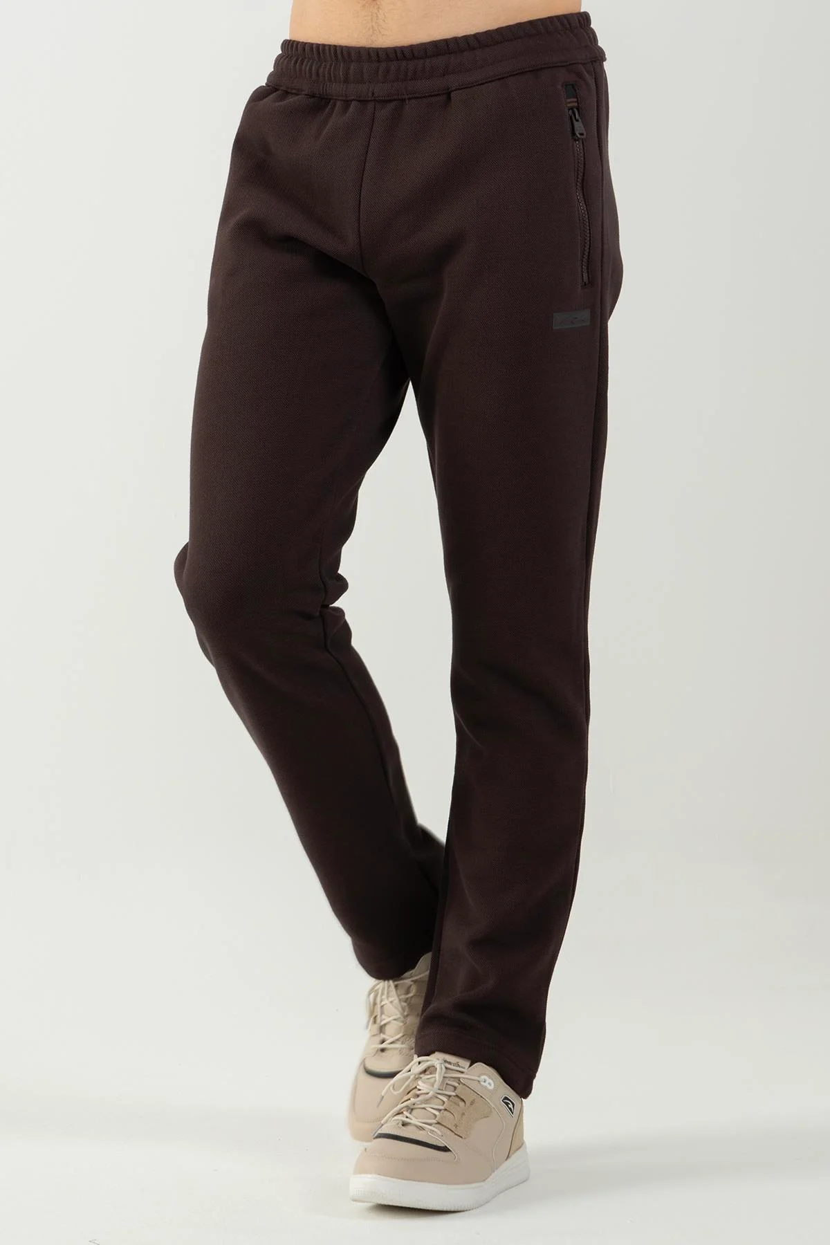 Maraton Regular Erkek Düz Paça Kahverengi Eşofman Altı - 5